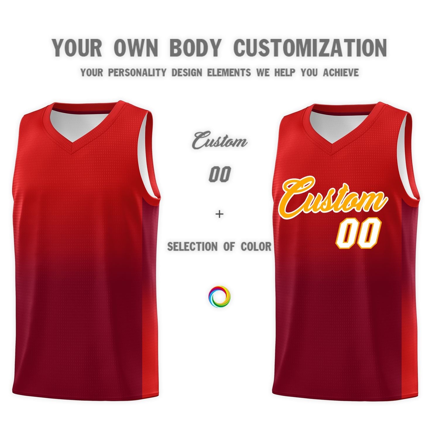 Custom Red Crimson Gradient Fashion Sets Sports Uniform Basketball Jersey