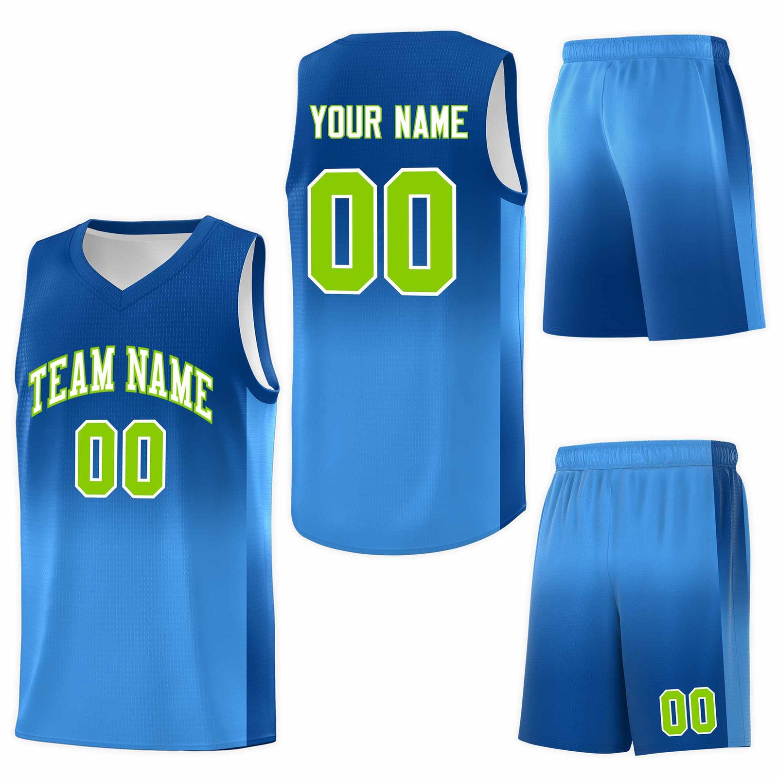Custom Royal Powder Blue Gradient Fashion Sets Sports Uniform Basketball Jersey