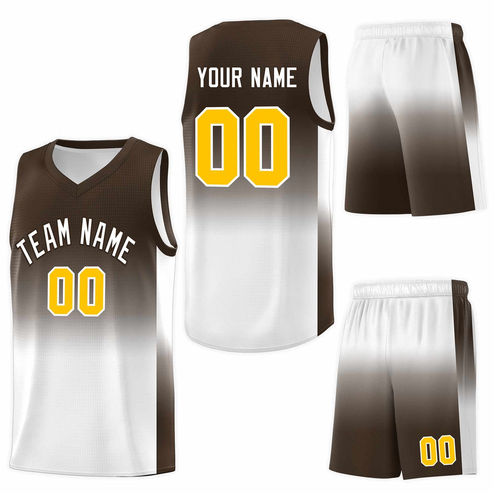 Custom Brown White Gradient Fashion Sets Sports Uniform Basketball Jersey