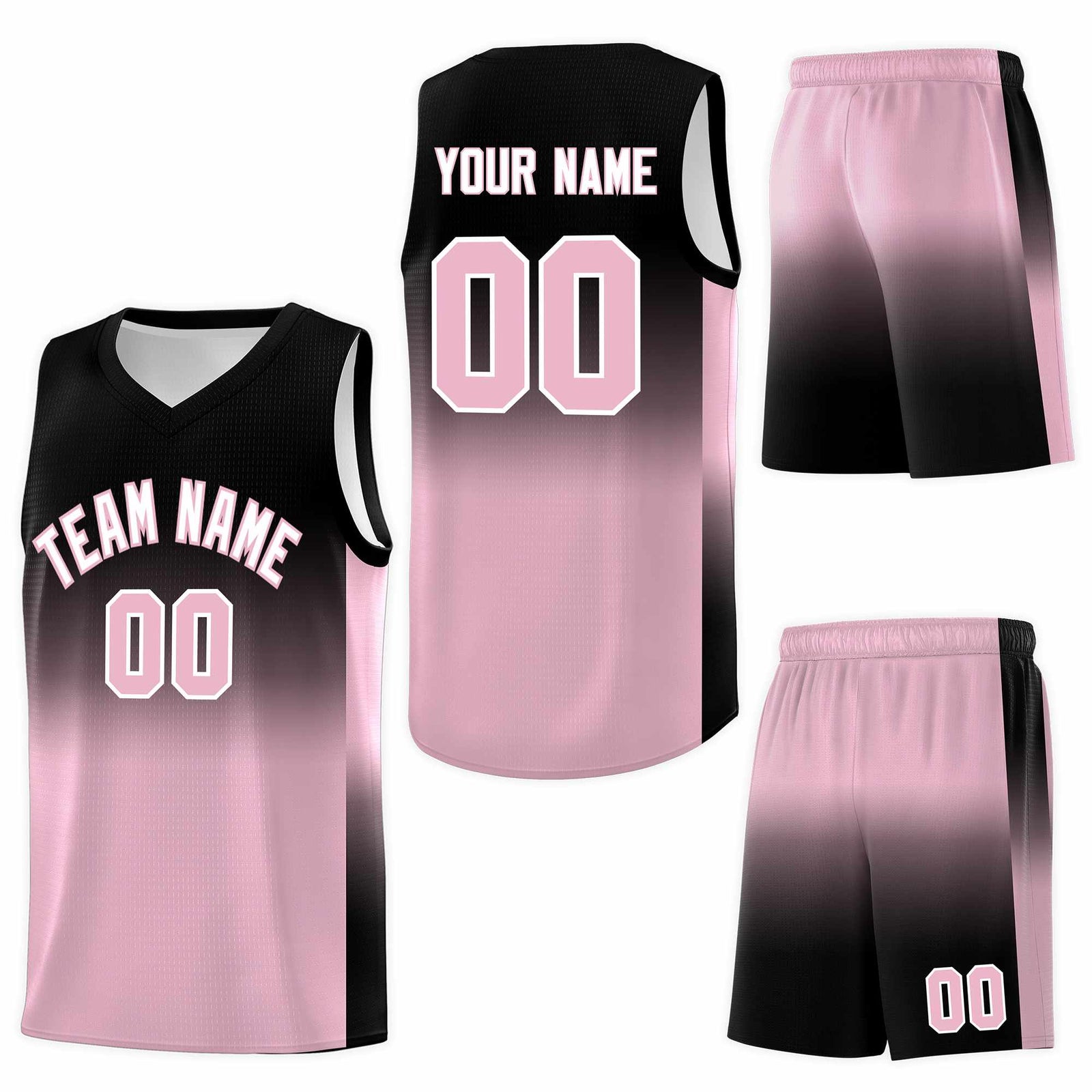 Custom Black Light Pink Gradient Fashion Sets Sports Uniform Basketball Jersey