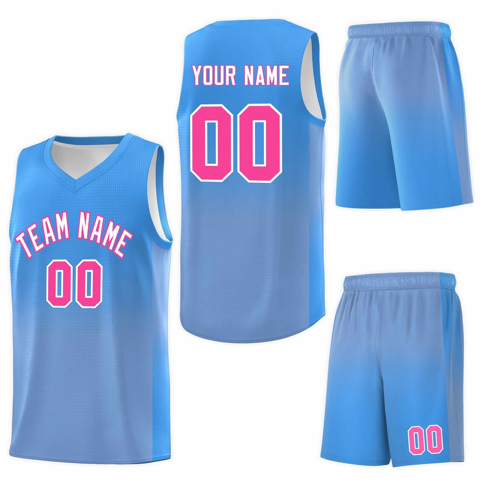 Custom Powder Blue Light Blue Gradient Fashion Sets Sports Uniform Basketball Jersey
