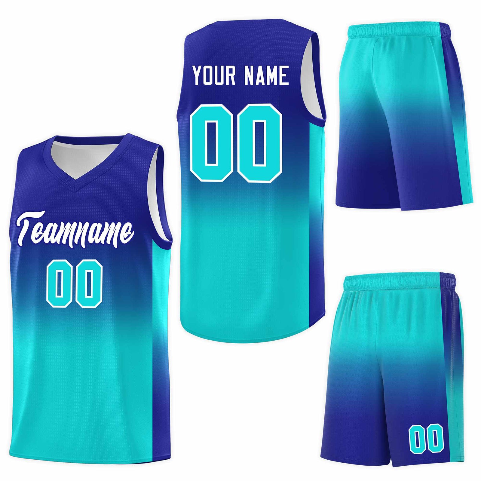 Custom Royal Bright Green Gradient Fashion Sets Sports Uniform Basketball Jersey