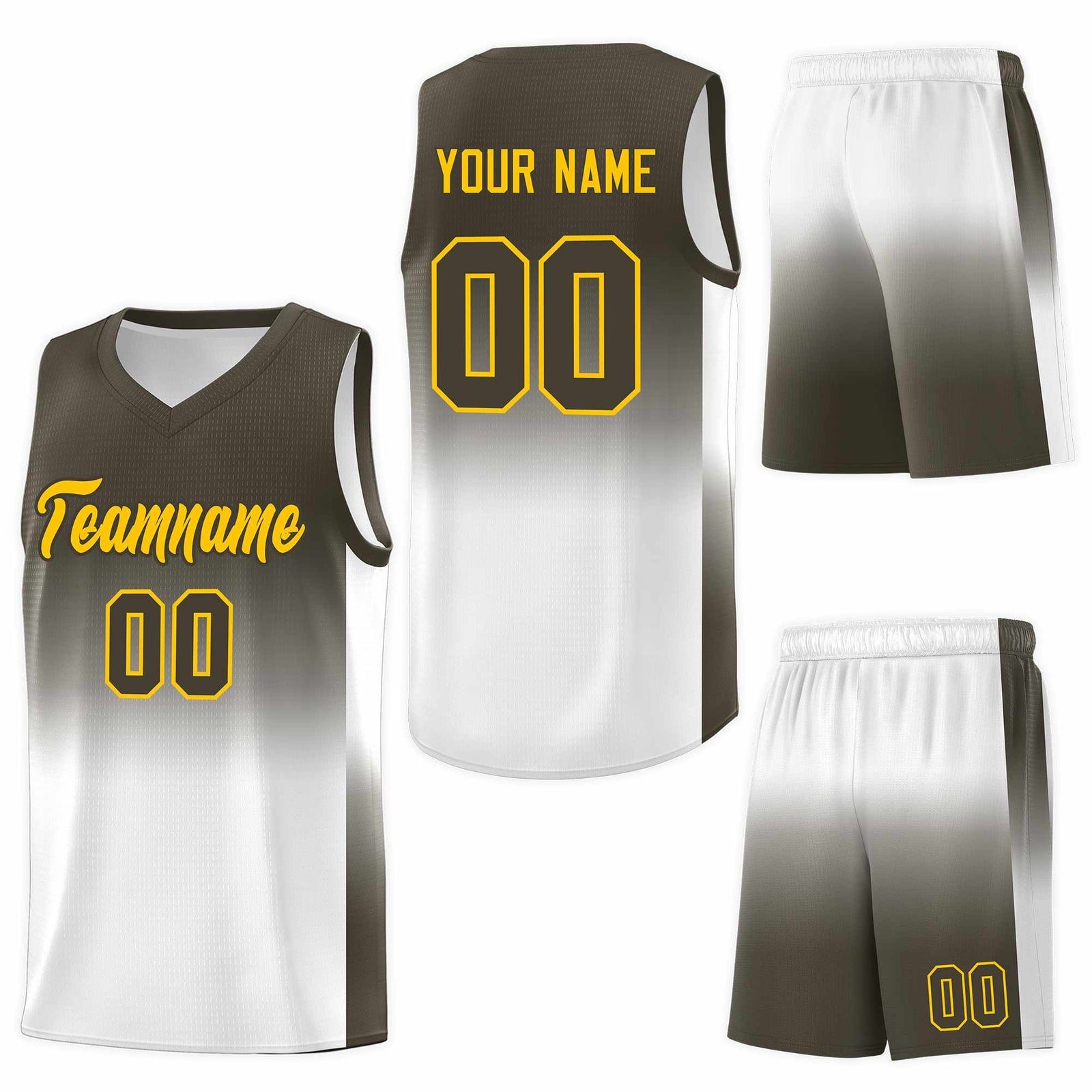 Custom Olive White Gradient Fashion Sets Sports Uniform Basketball Jersey