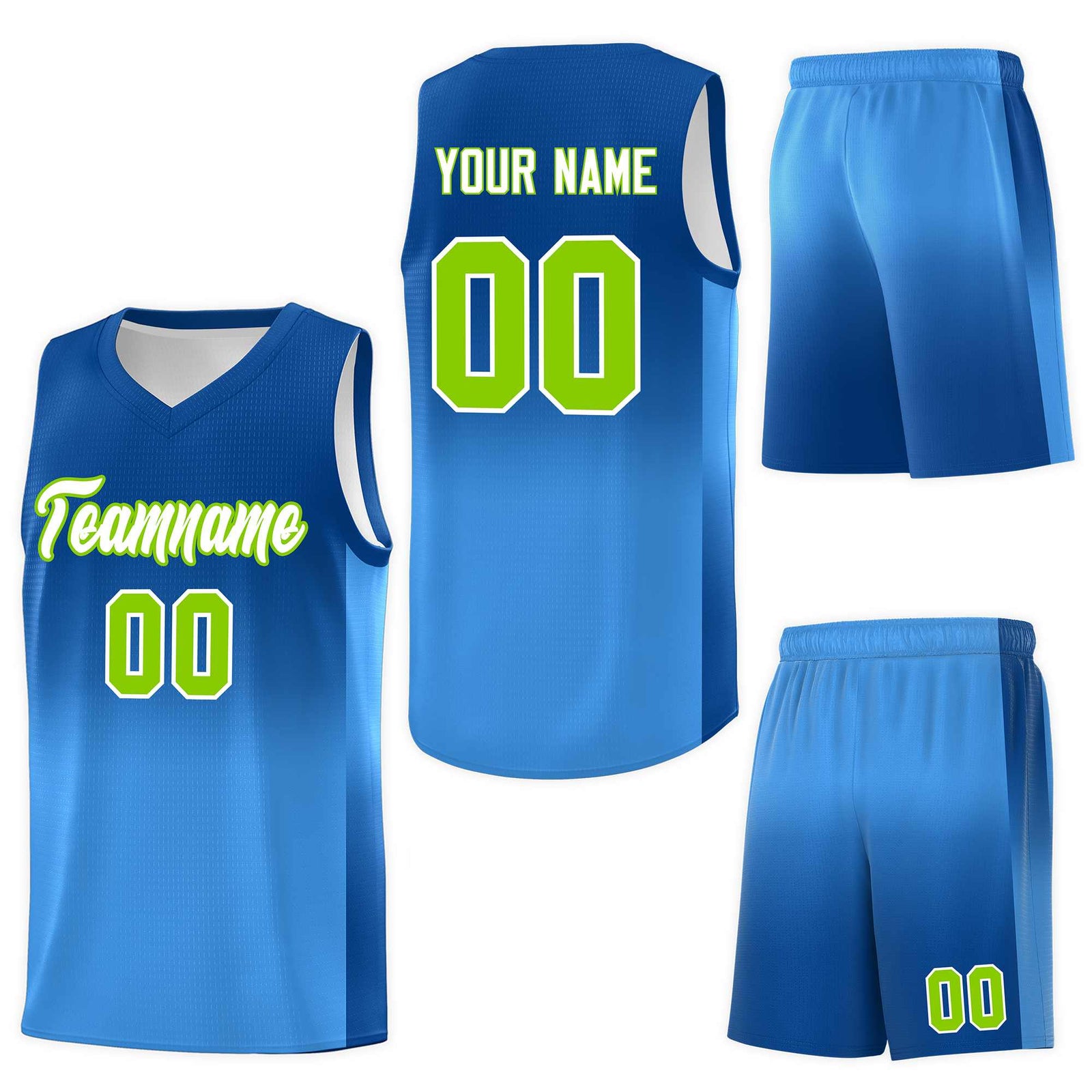 Custom Royal Powder Blue Gradient Fashion Sets Sports Uniform Basketball Jersey
