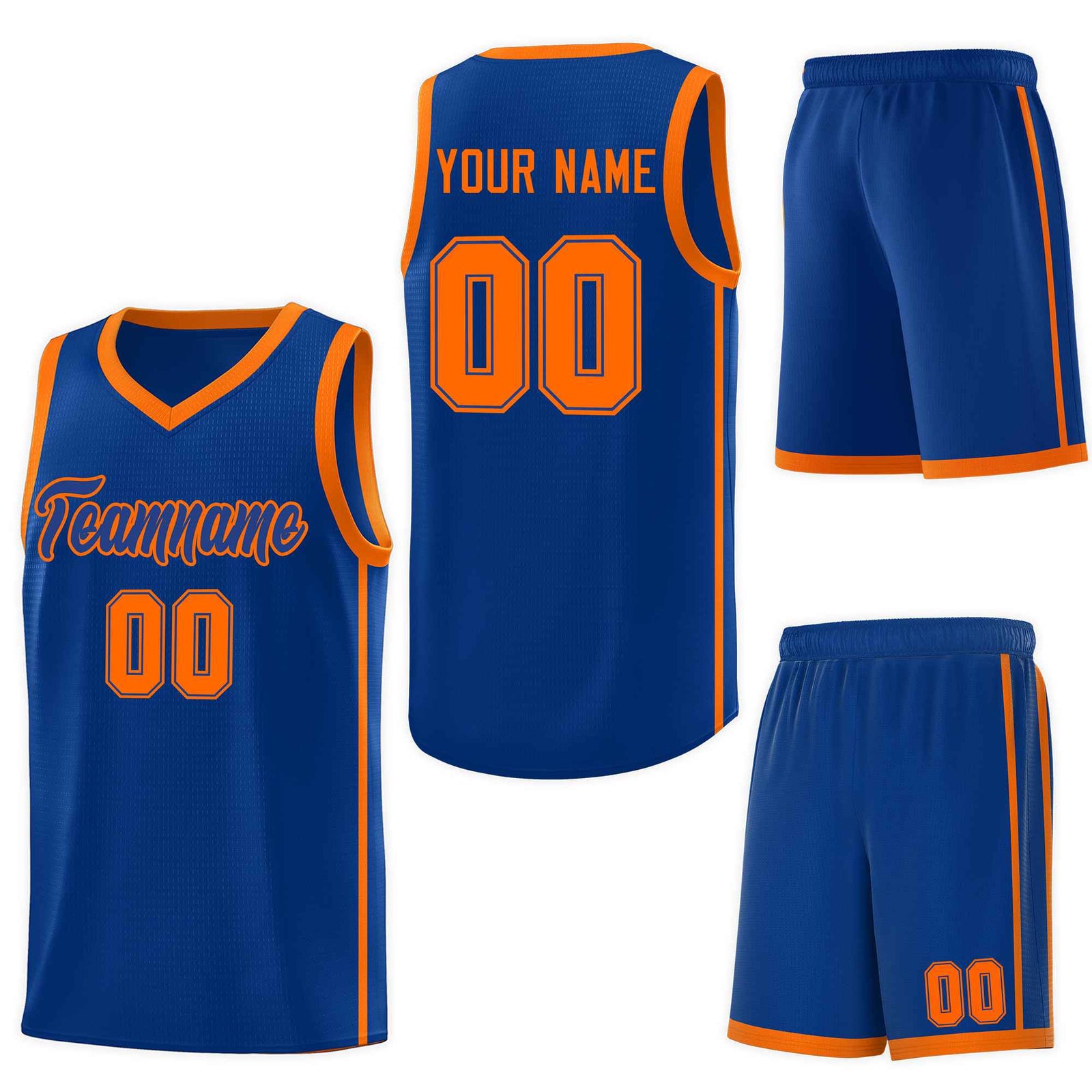 Custom Royal Orange Side Two Bars Sports Uniform Basketball Jersey