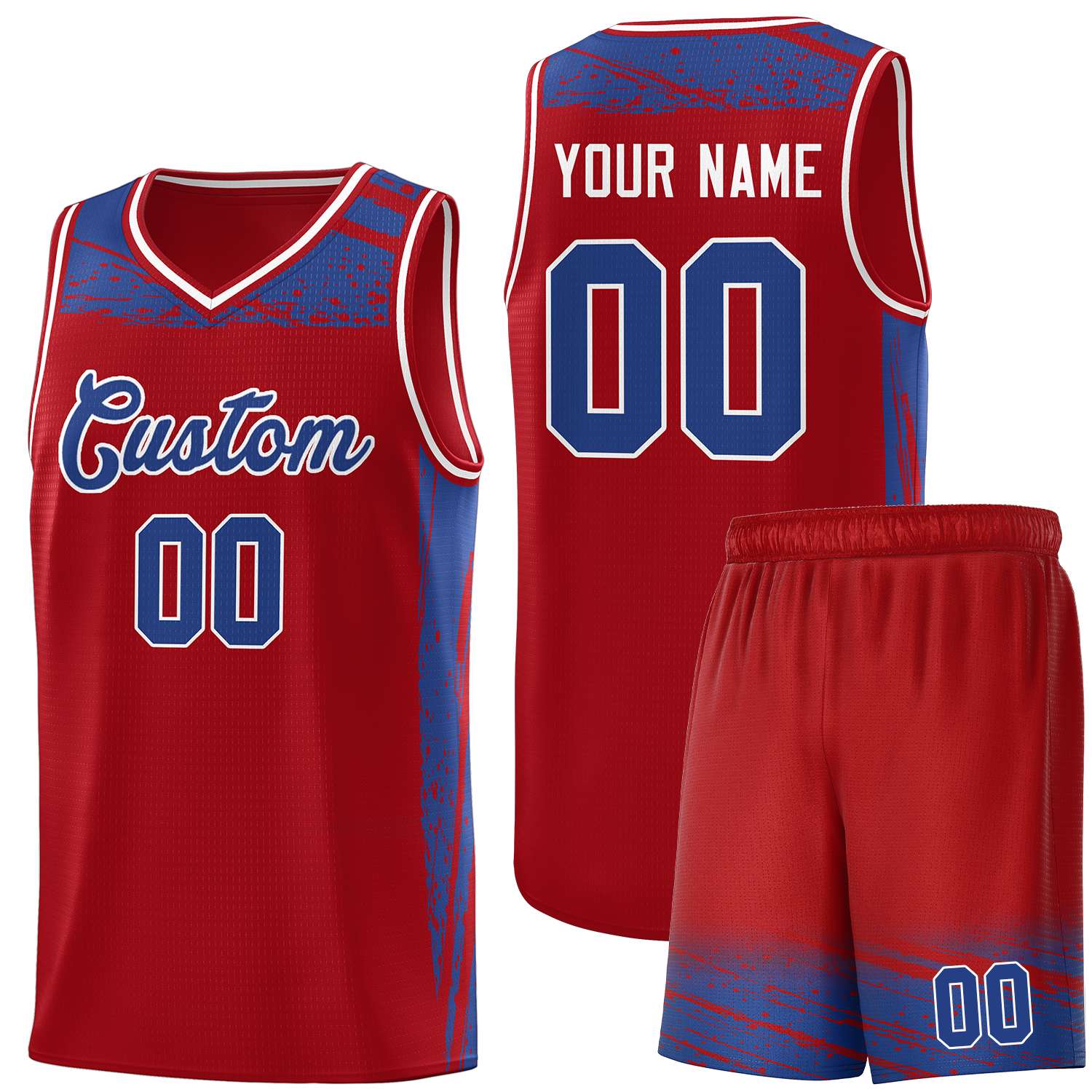 Custom Red Royal Graffiti Pattern Sports Uniform Basketball Jersey