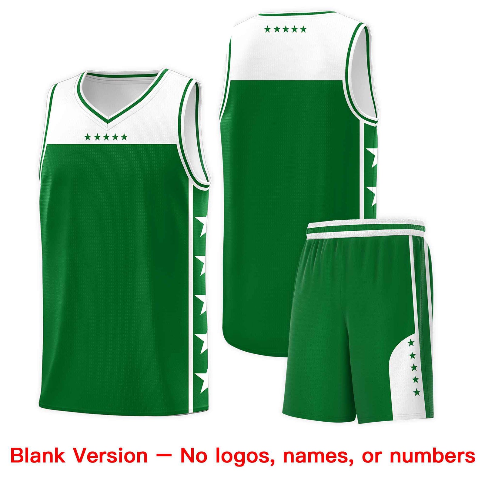 Custom Kelly Green White Color Block Sets Sports Uniform Basketball Jersey