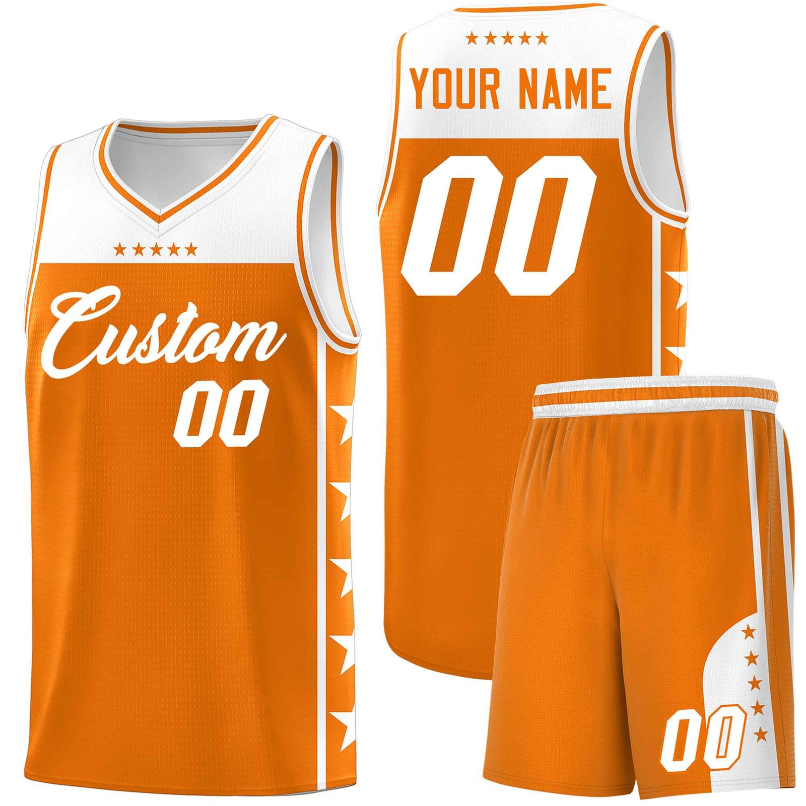 Custom Orange White Color Block Sets Sports Uniform Basketball Jersey