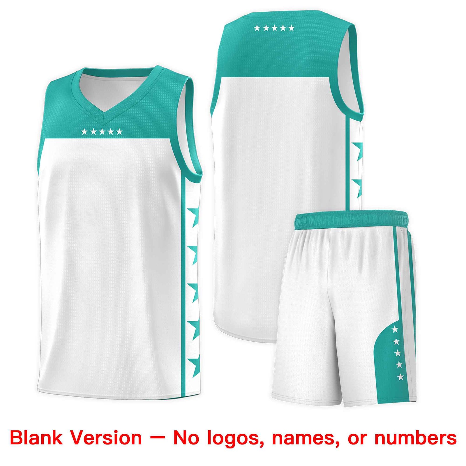 Custom White Aqua Color Block Sets Sports Uniform Basketball Jersey
