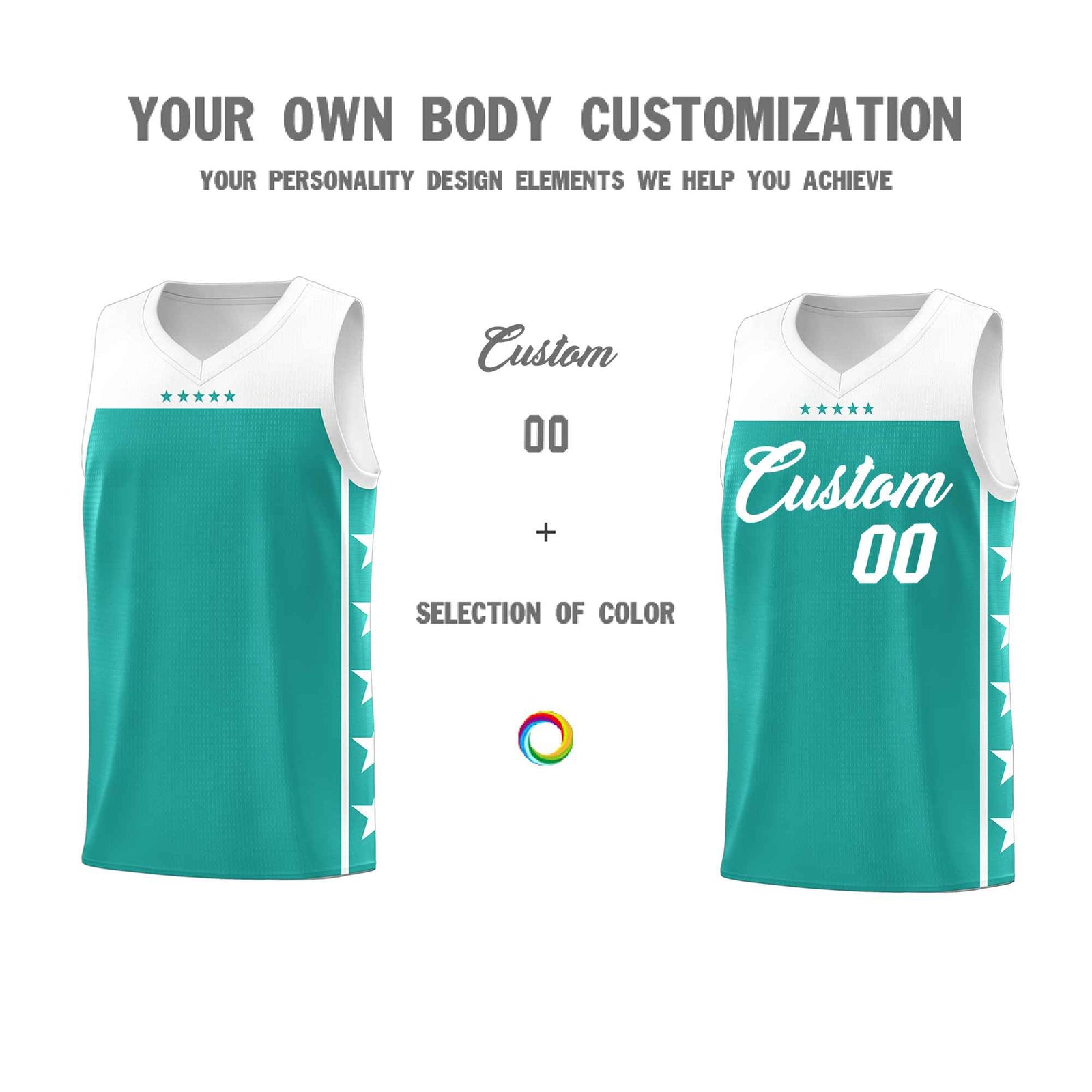 Custom Aqua White Color Block Sets Sports Uniform Basketball Jersey