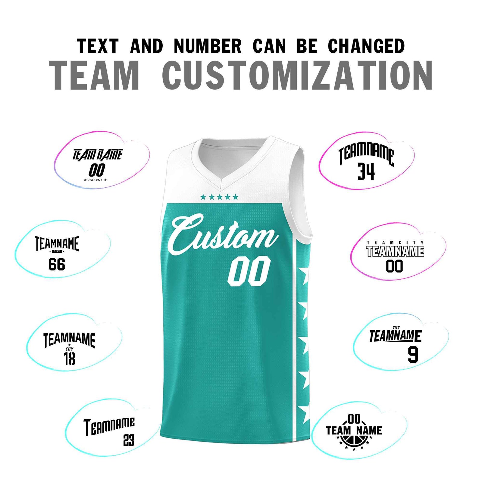 Custom Aqua White Color Block Sets Sports Uniform Basketball Jersey