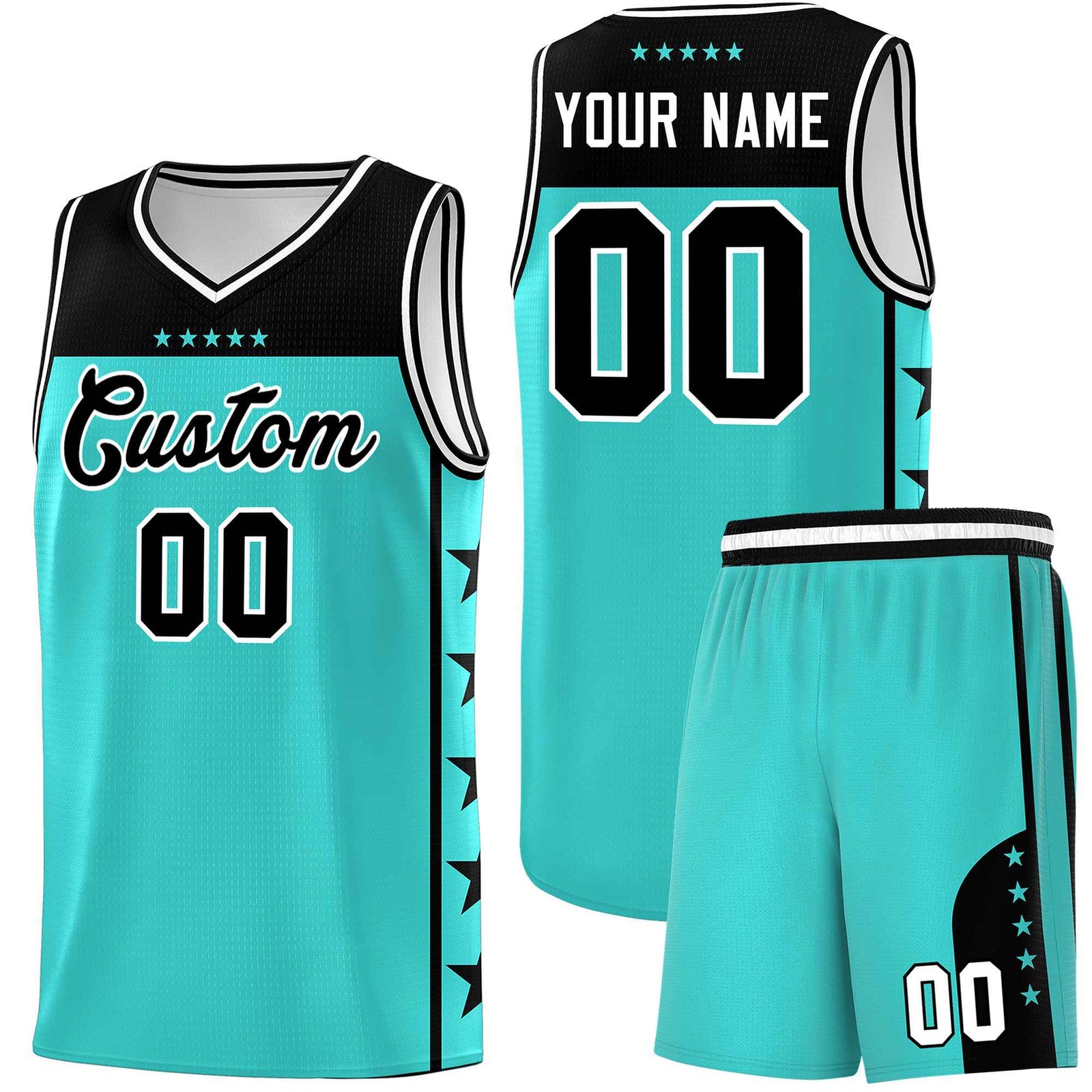 Custom Bright Green Black Color Block Sets Sports Uniform Basketball Jersey