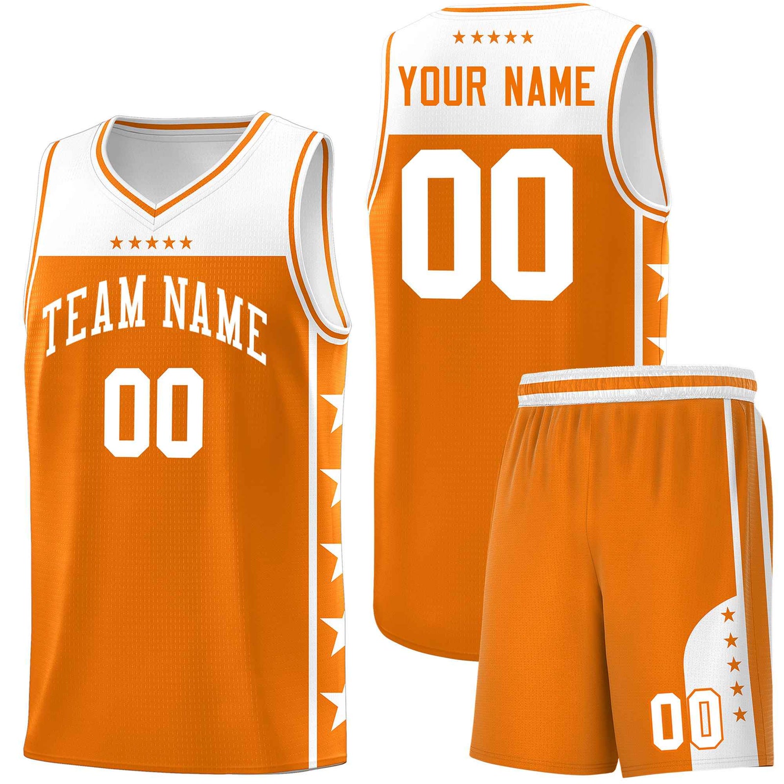 Custom Orange White Color Block Sets Sports Uniform Basketball Jersey