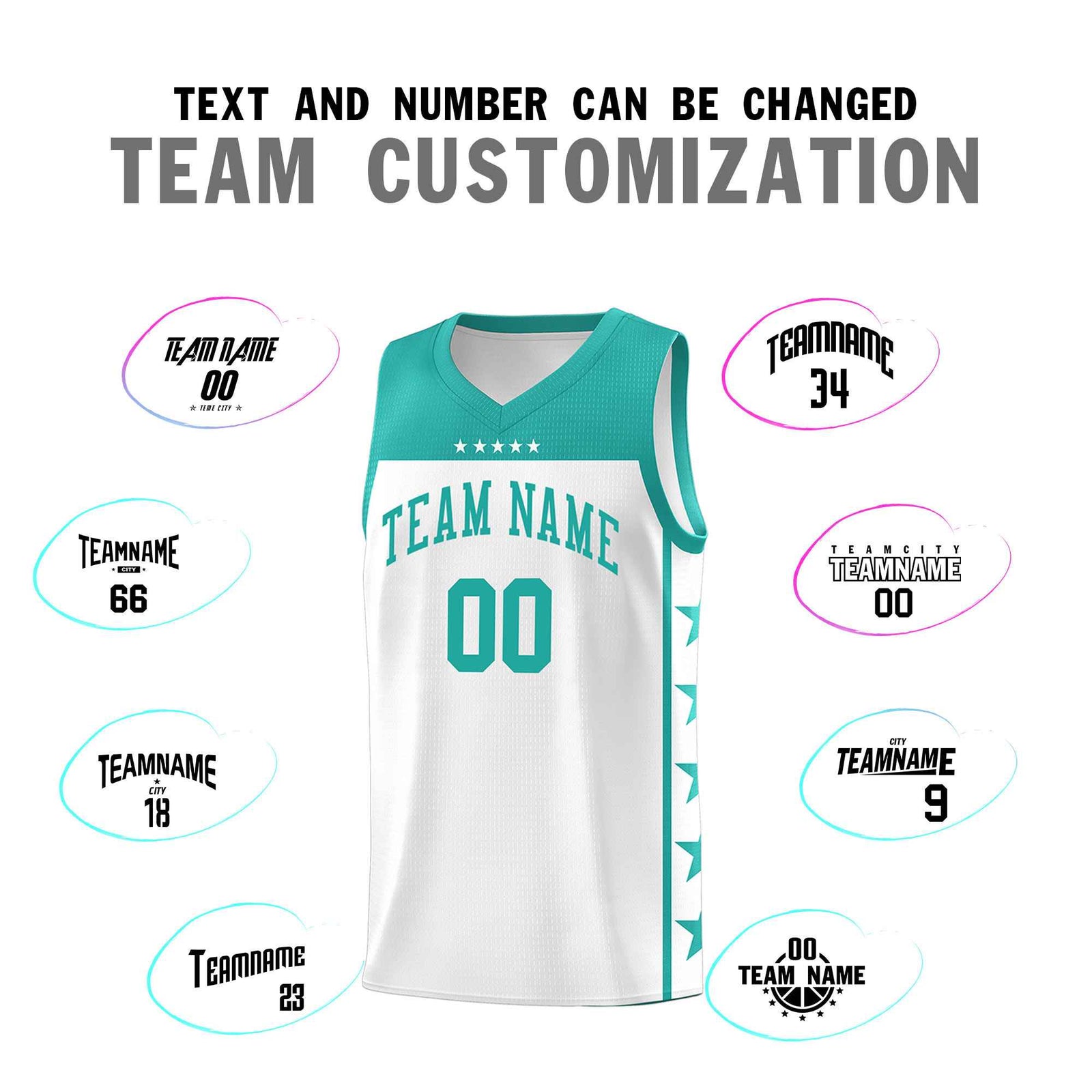 Custom White Aqua Color Block Sets Sports Uniform Basketball Jersey
