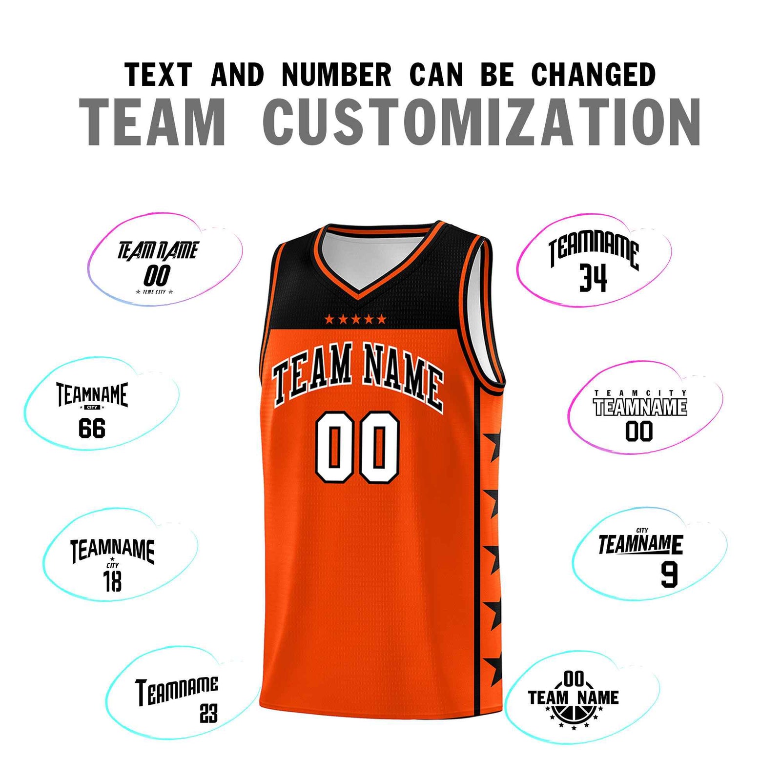 Custom Orange Black Color Block Sets Sports Uniform Basketball Jersey