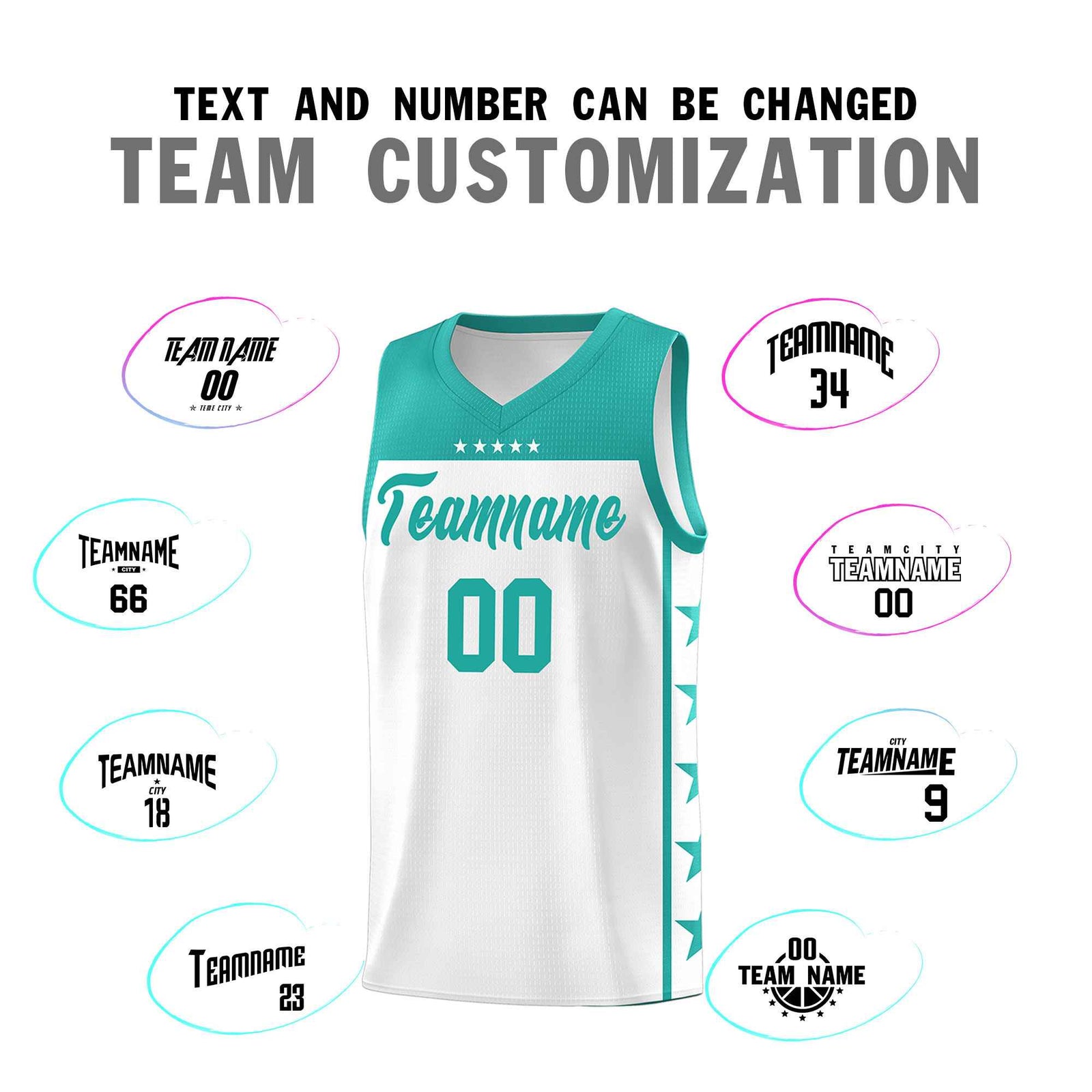 Custom White Aqua Color Block Sets Sports Uniform Basketball Jersey