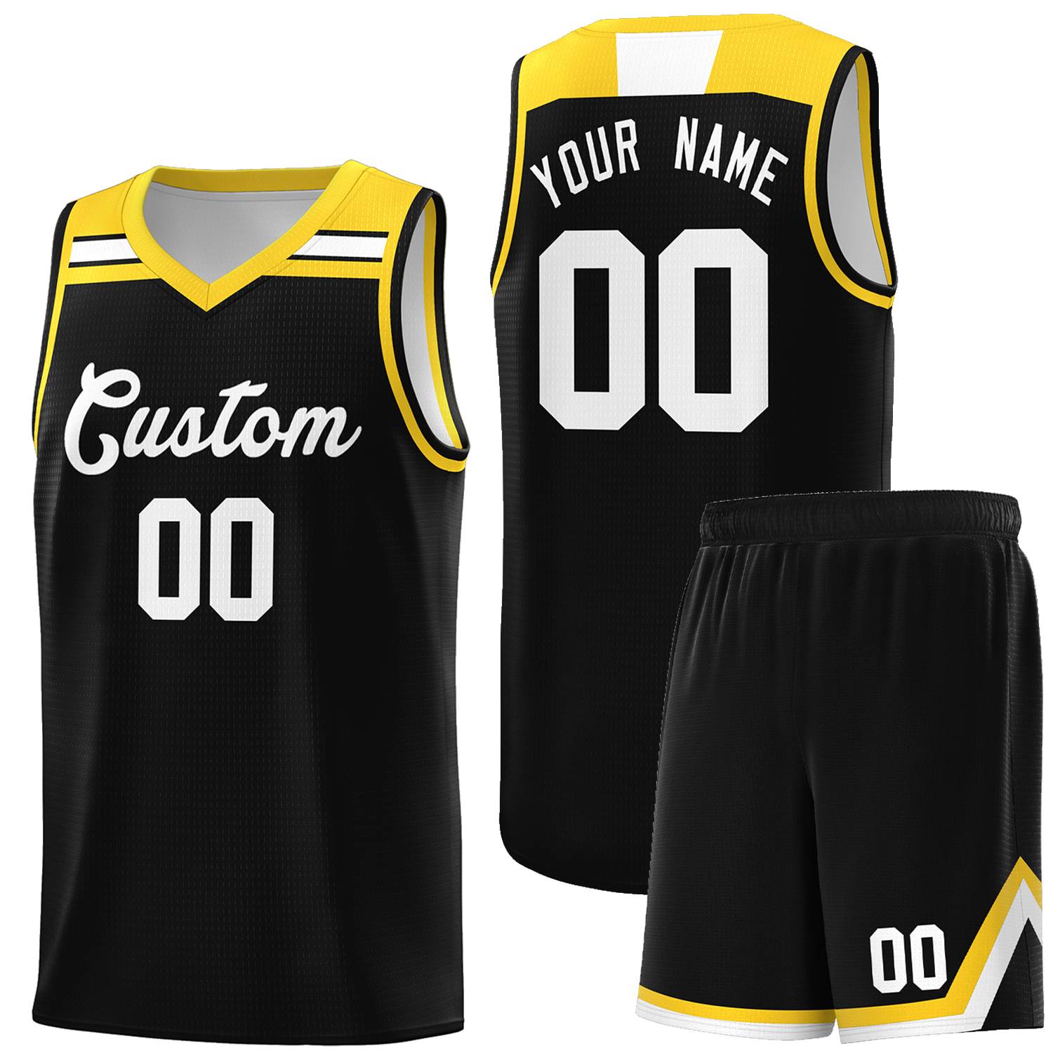 Custom Basketball Uniform Black White-Gold Classic Sports Uniform Basketball Jersey | KXKSHOP