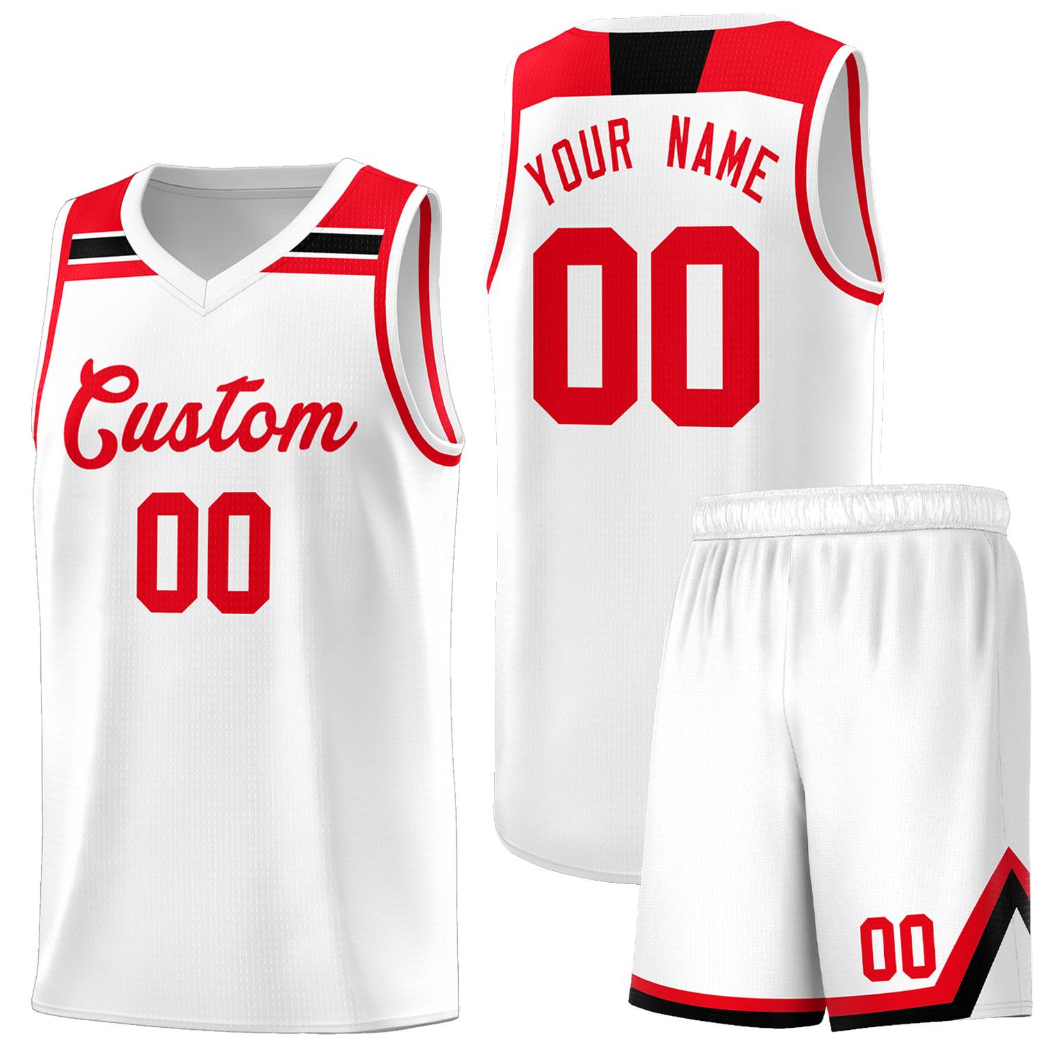 Custom Basketball Uniform White Red-Black Classic Sports Uniform Basketball Jersey | KXKSHOP