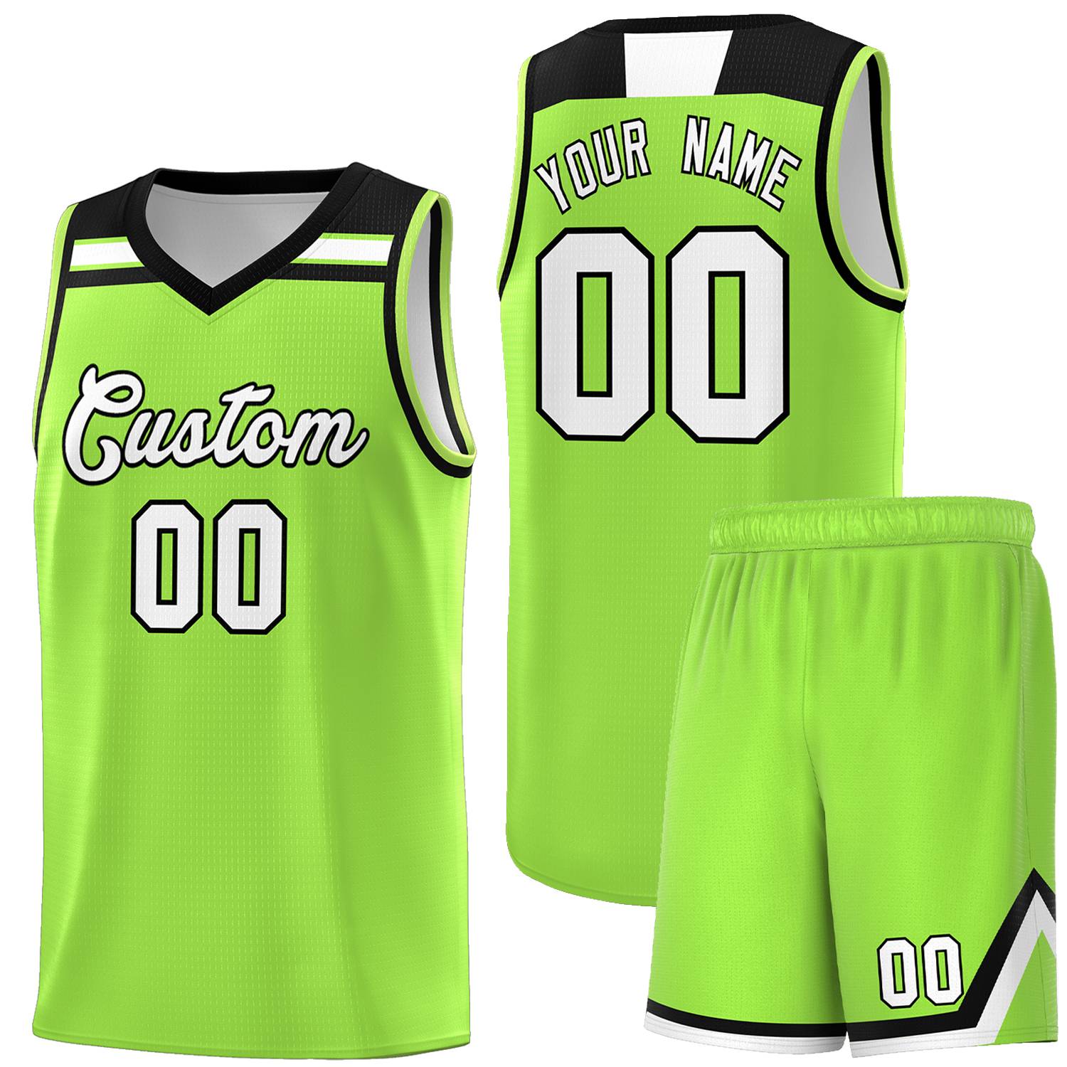 Custom Basketball Uniform Neon Green White-Black Classic Sports Uniform Basketball Jersey | KXKSHOP