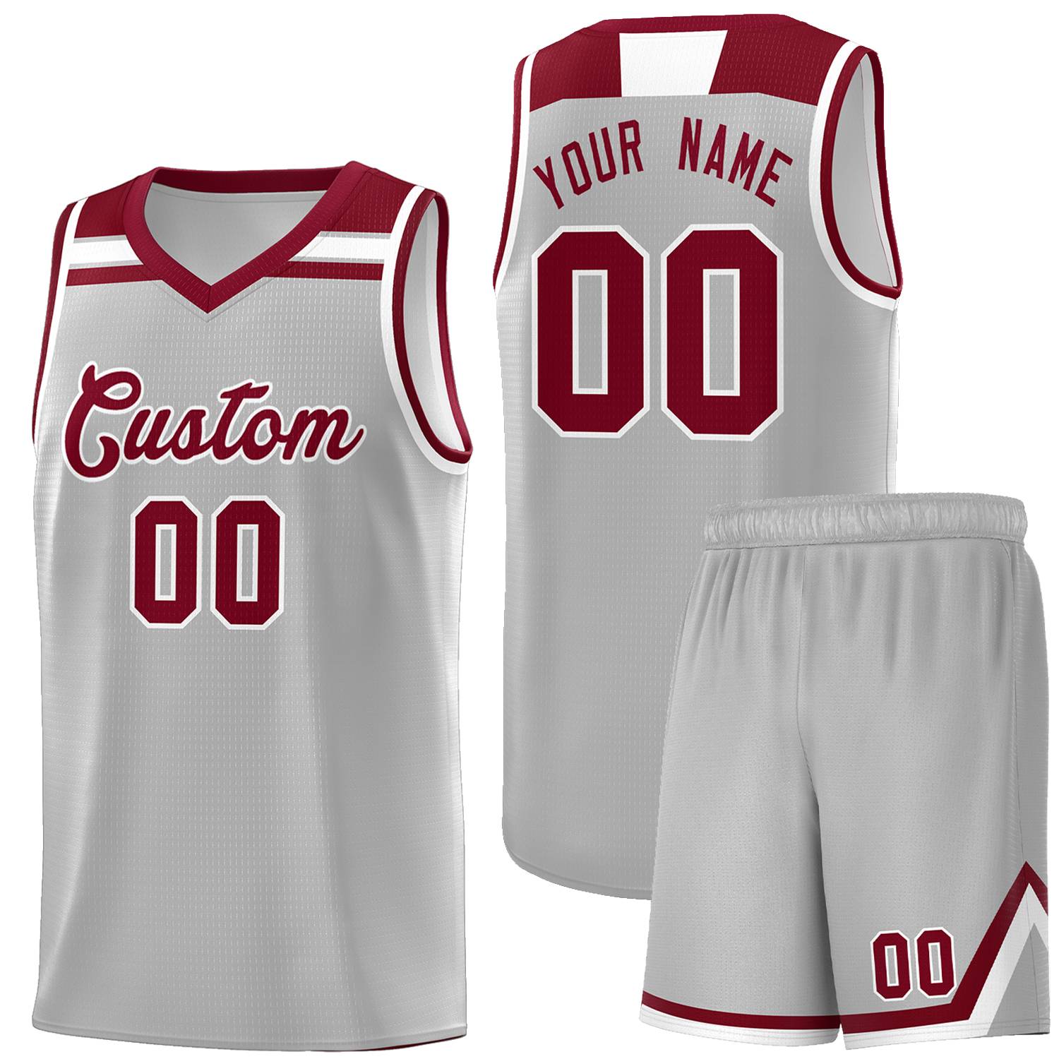 Custom Basketball Uniform Gray Crimson-White Classic Sports Uniform Basketball Jersey | KXKSHOP