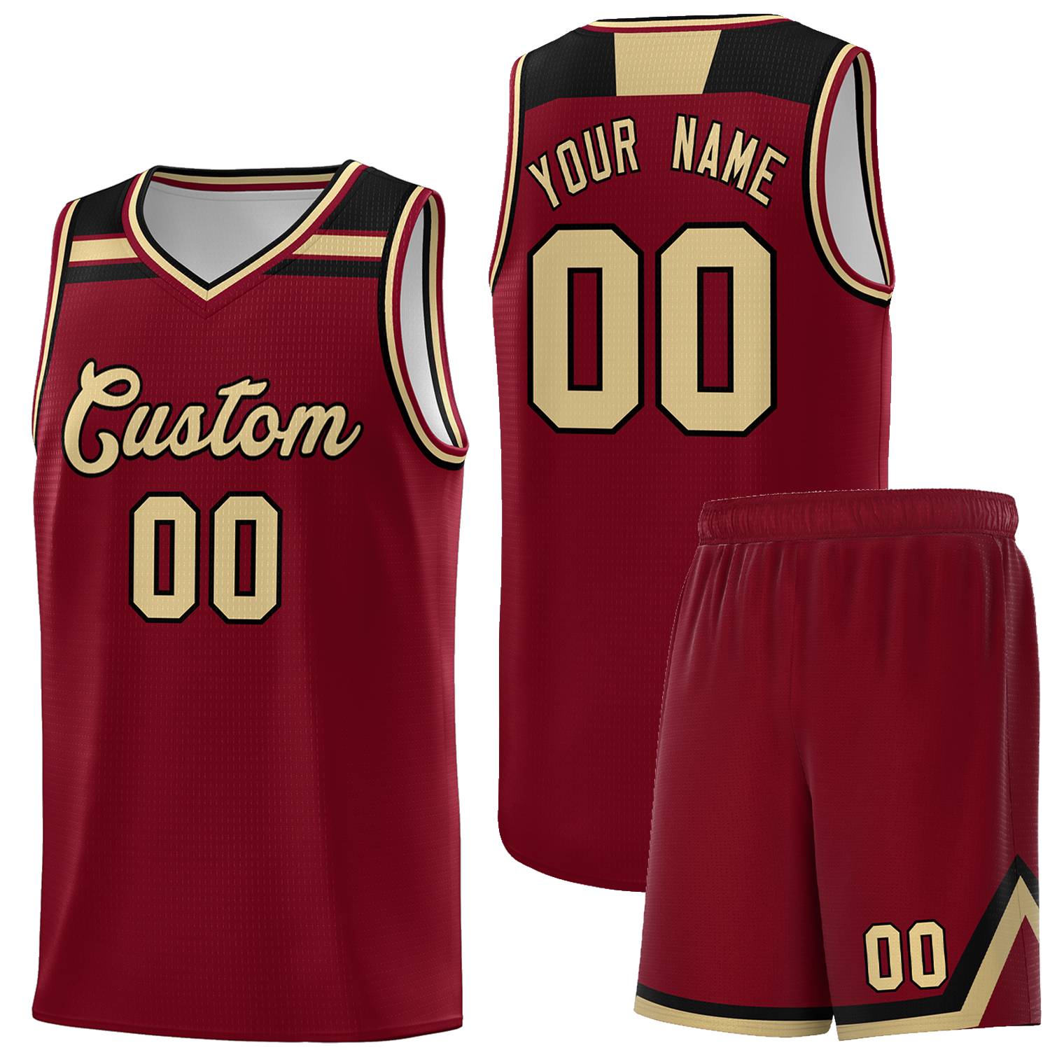 Custom Basketball Uniform Crimson Khaki-Black Classic Sports Uniform Basketball Jersey | KXKSHOP