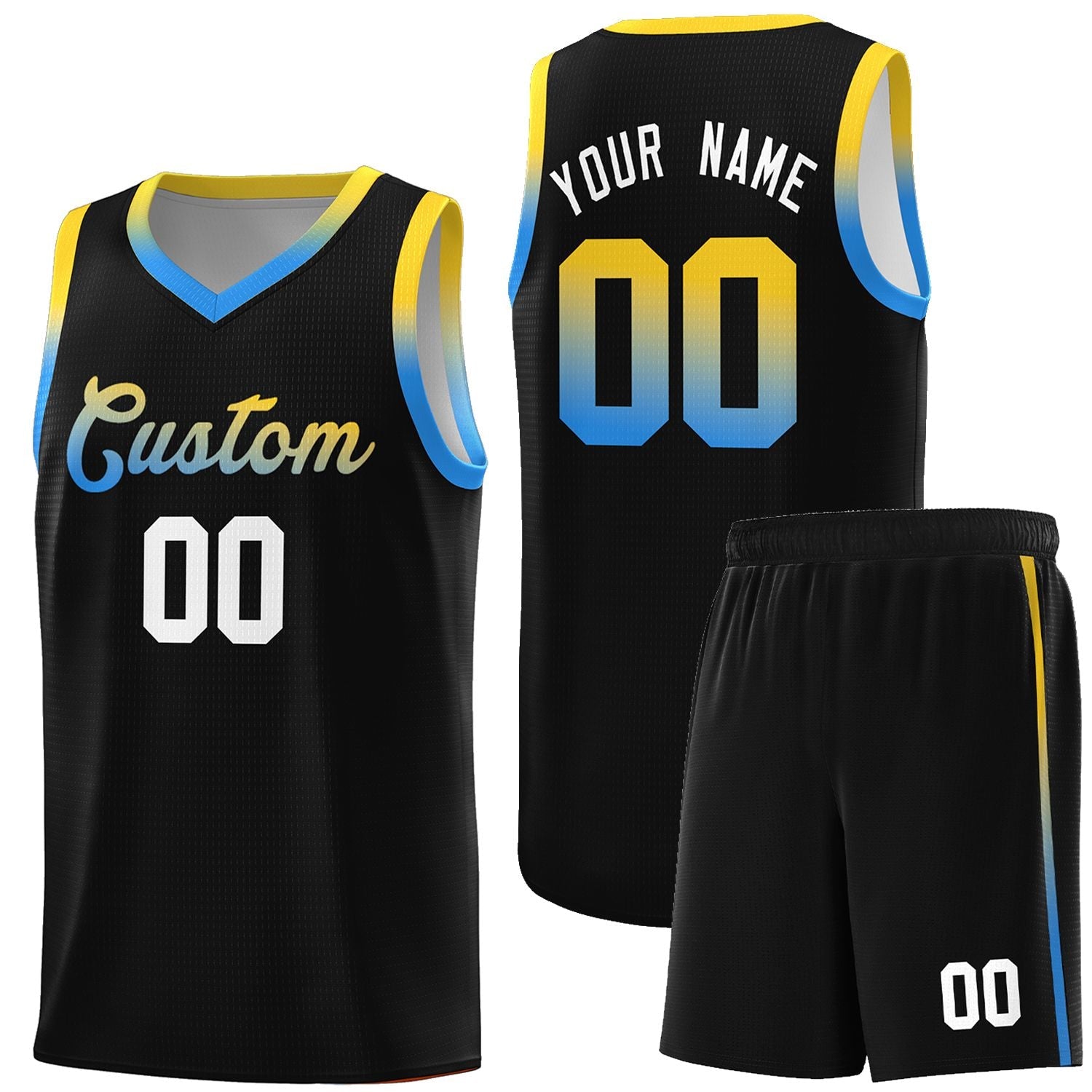 Custom Basketball Uniform Black Personalized Gradient Font Sports Uniform Basketball Jersey | KXKSHOP