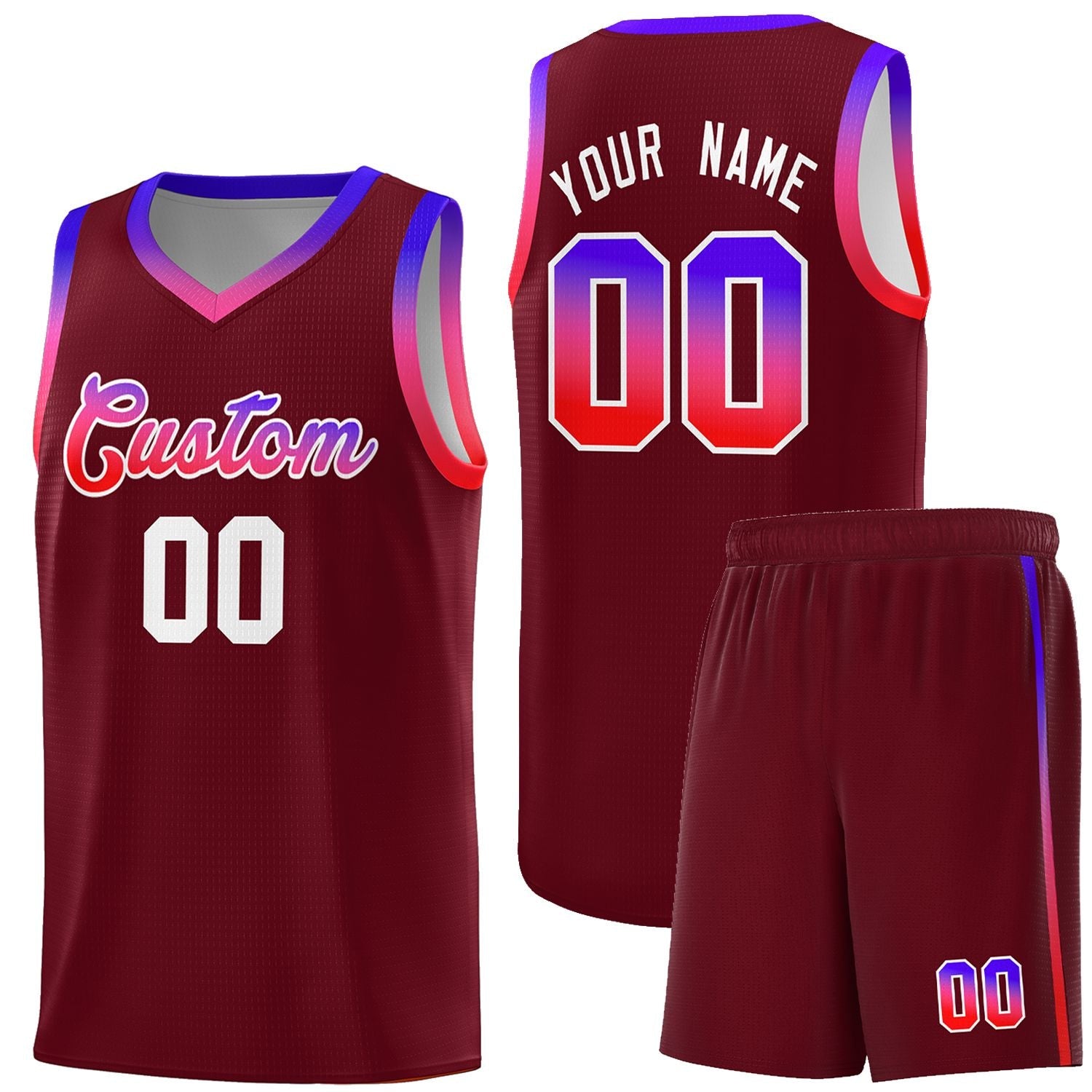 Custom Basketball Uniform Crimson Personalized Gradient Font Sports Uniform Basketball Jersey | KXKSHOP