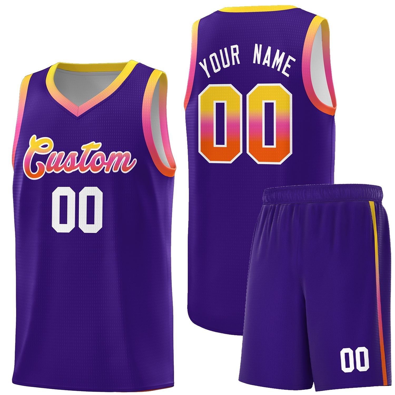 Custom Basketball Uniform Purple Personalized Gradient Font Sports Uniform Basketball Jersey | KXKSHOP