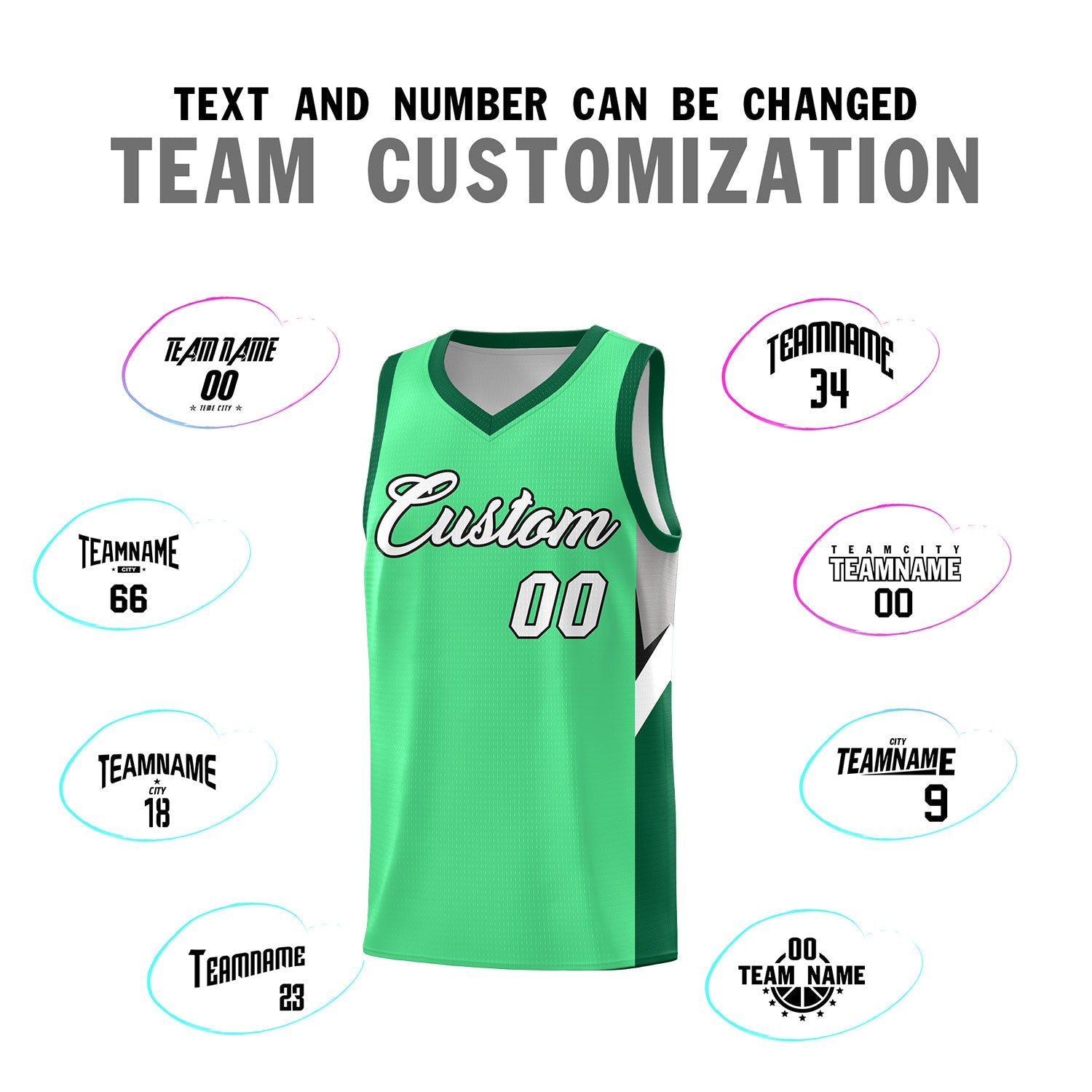 Custom Bright Green Kelly Green Side Design Sets Sports Uniform Basketball Jersey
