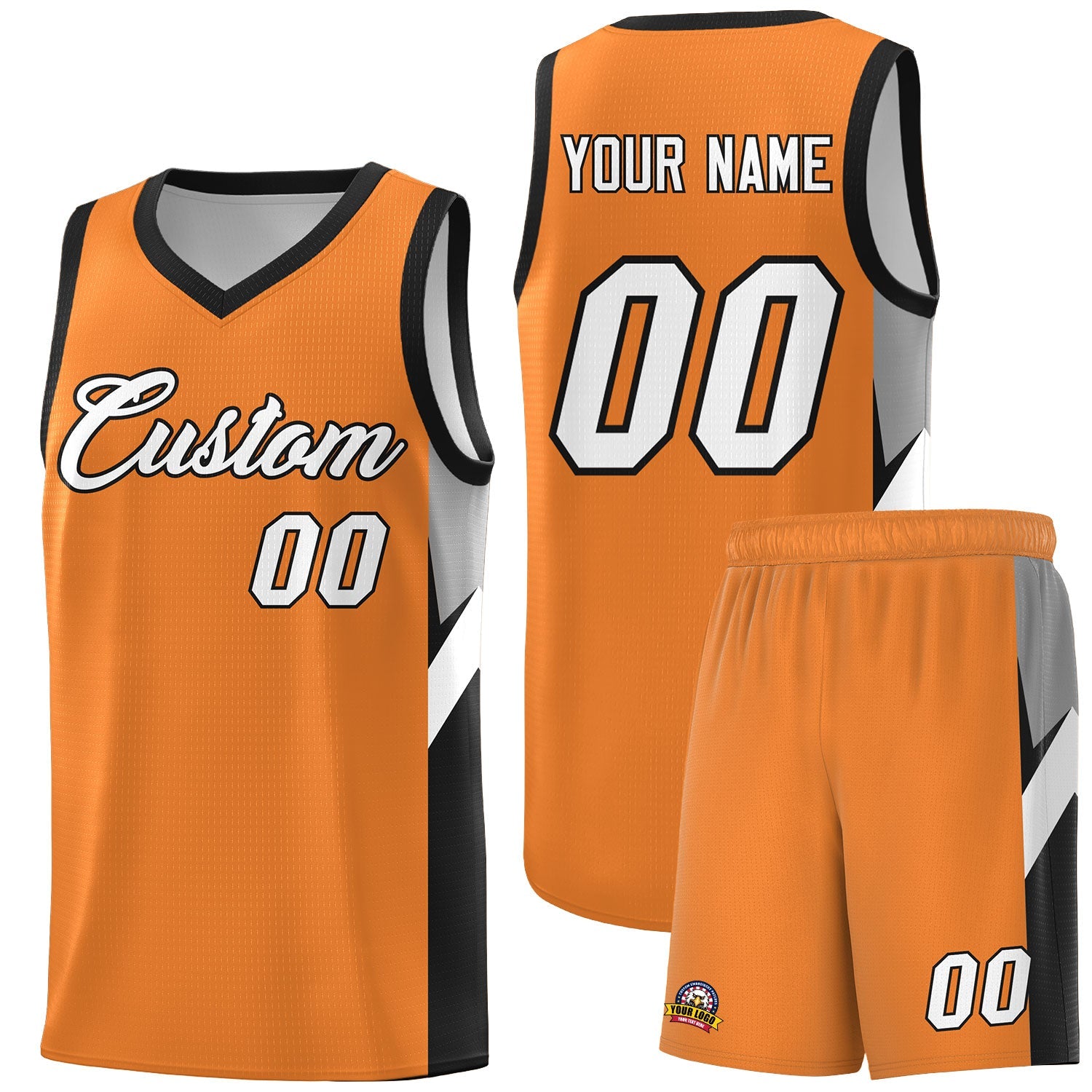 Custom Gold Orange Black Side Design Sets Sports Uniform Basketball Jersey