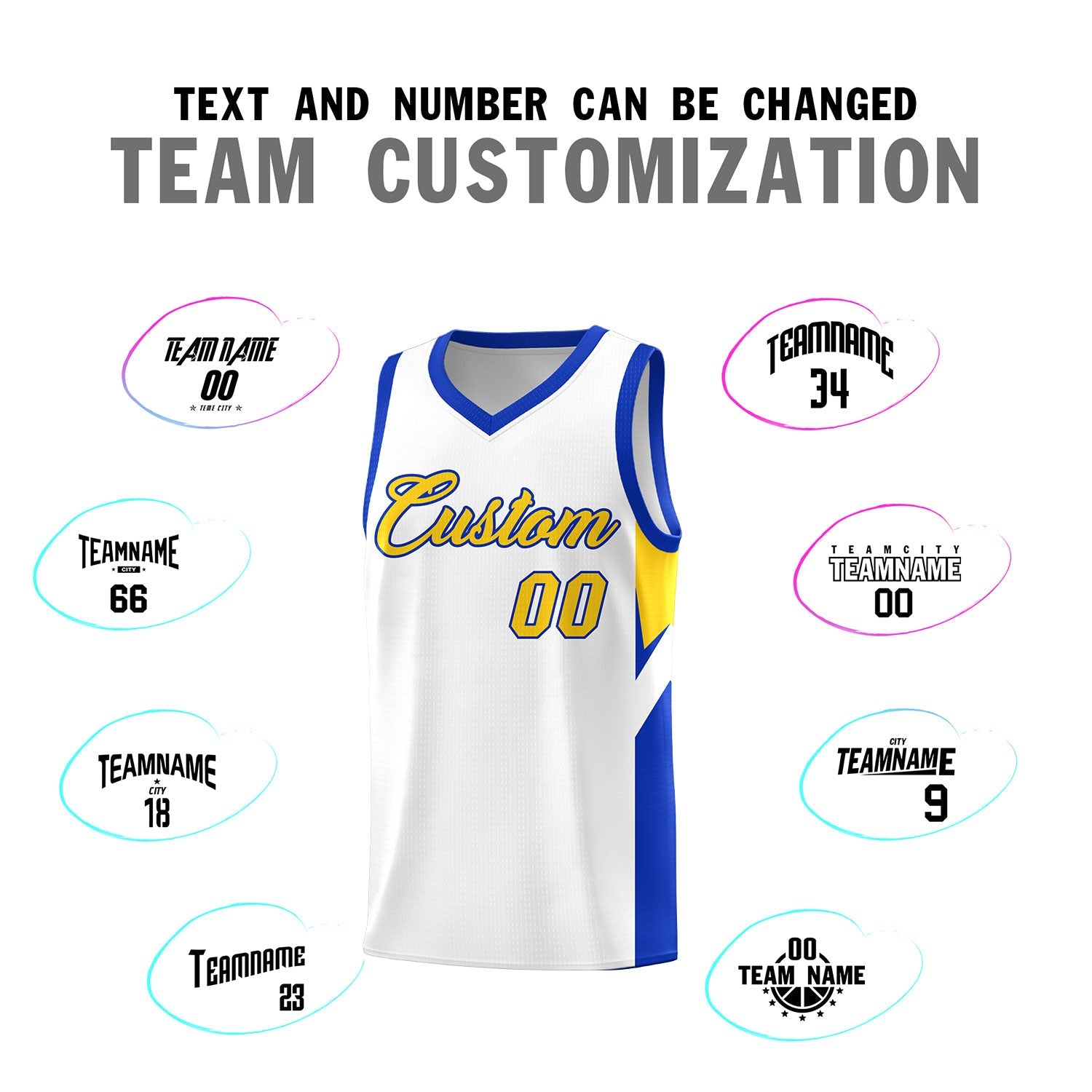 Custom White Royal Side Design Sets Sports Uniform Basketball Jersey