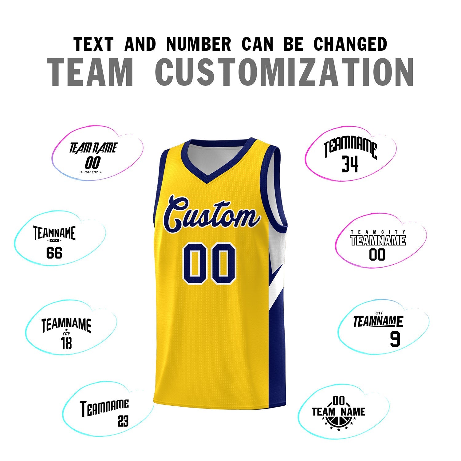 Custom Gold Navy Side Design Sets Sports Uniform Basketball Jersey