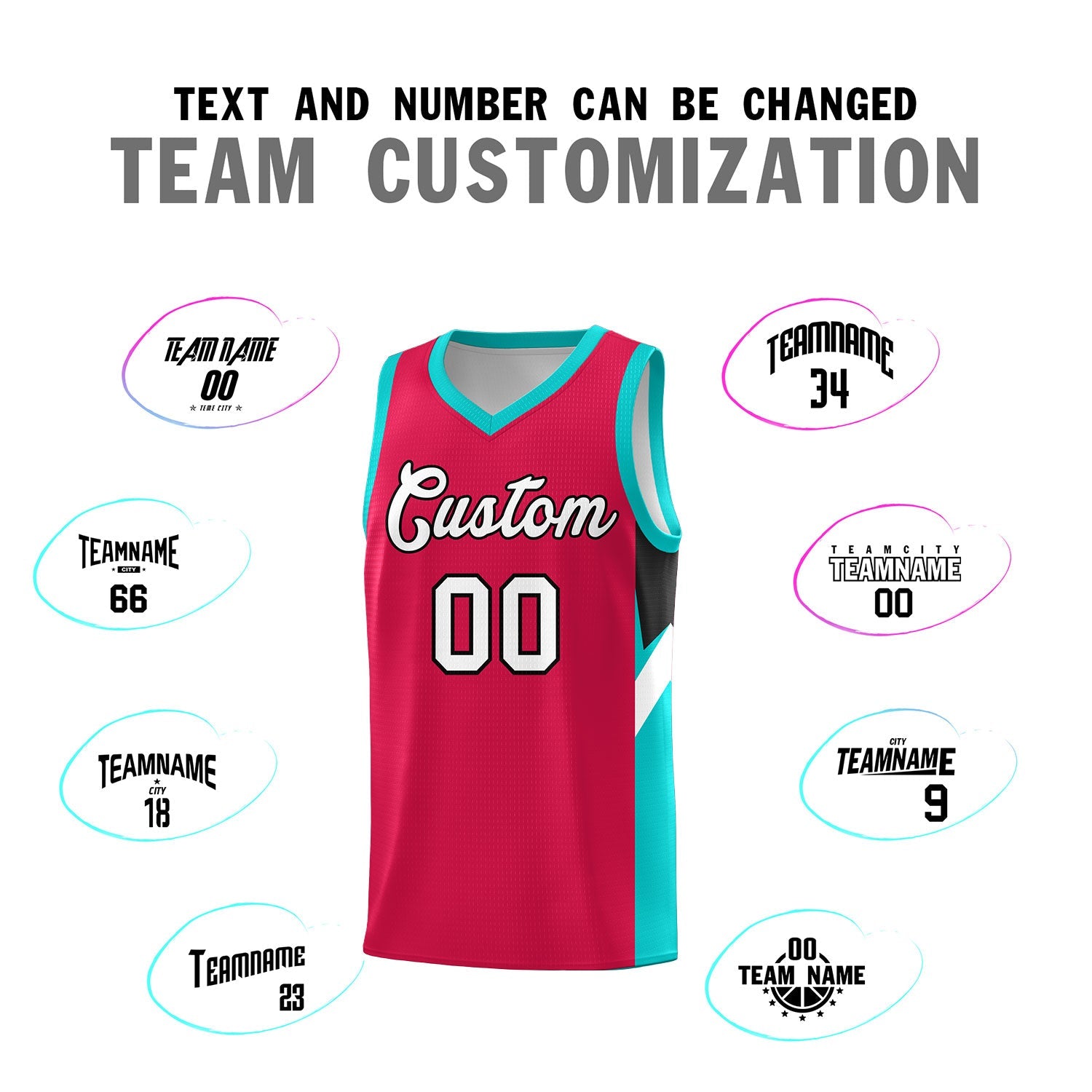 Custom Red Aqua Side Design Sets Sports Uniform Basketball Jersey