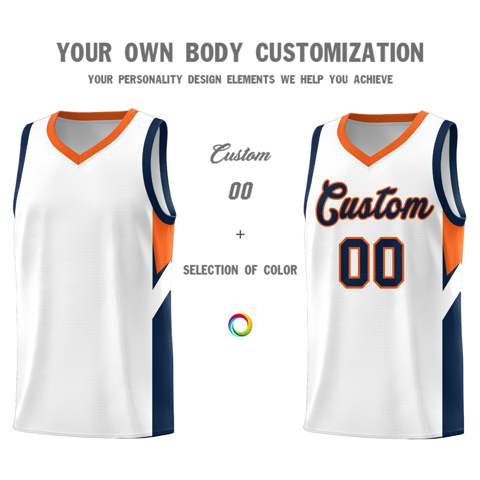 Custom White Orange Side Design Sets Sports Uniform Basketball Jersey