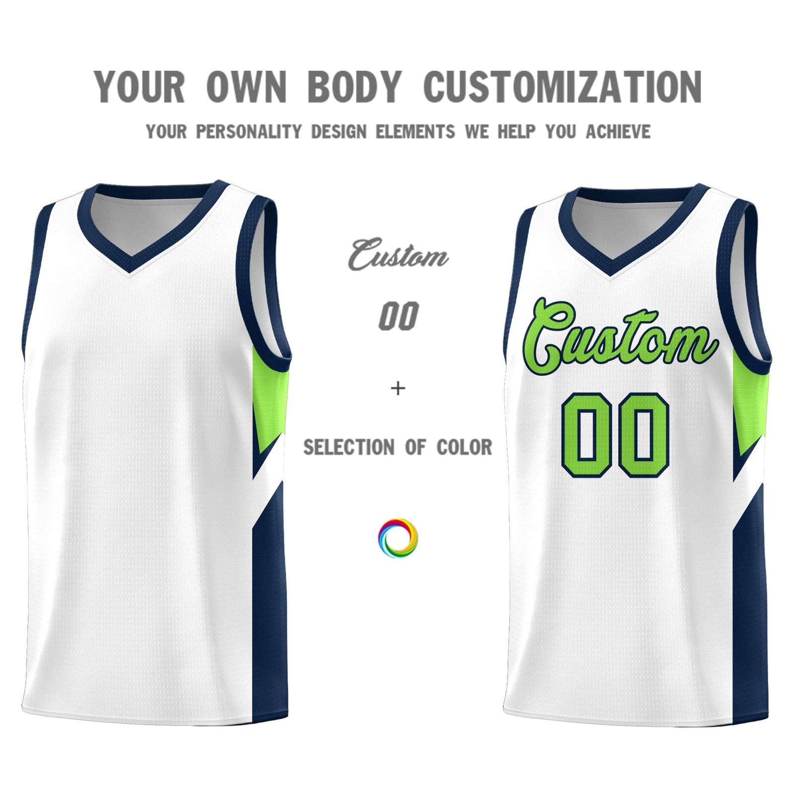 Custom White Navy Side Design Sets Sports Uniform Basketball Jersey