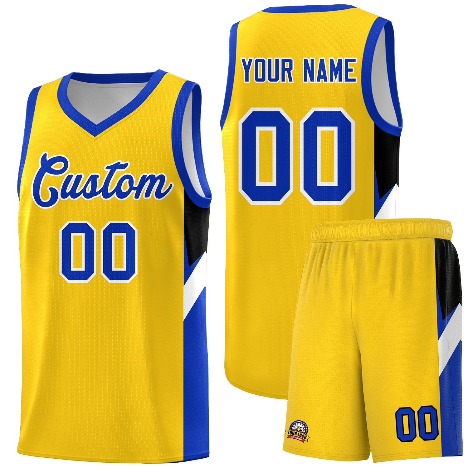 Custom Gold Royal Side Design Sets Sports Uniform Basketball Jersey