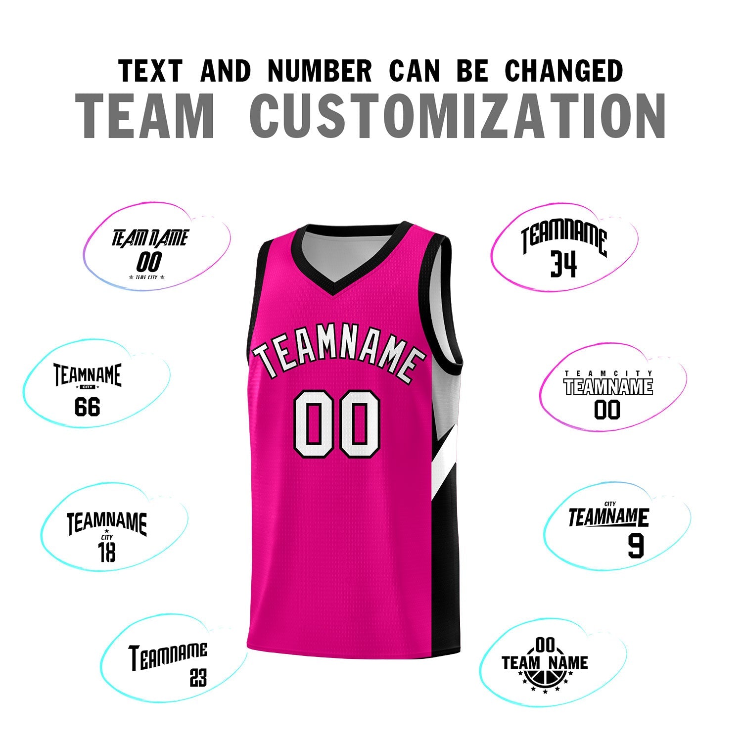 Custom Pink Black Side Design Sets Sports Uniform Basketball Jersey