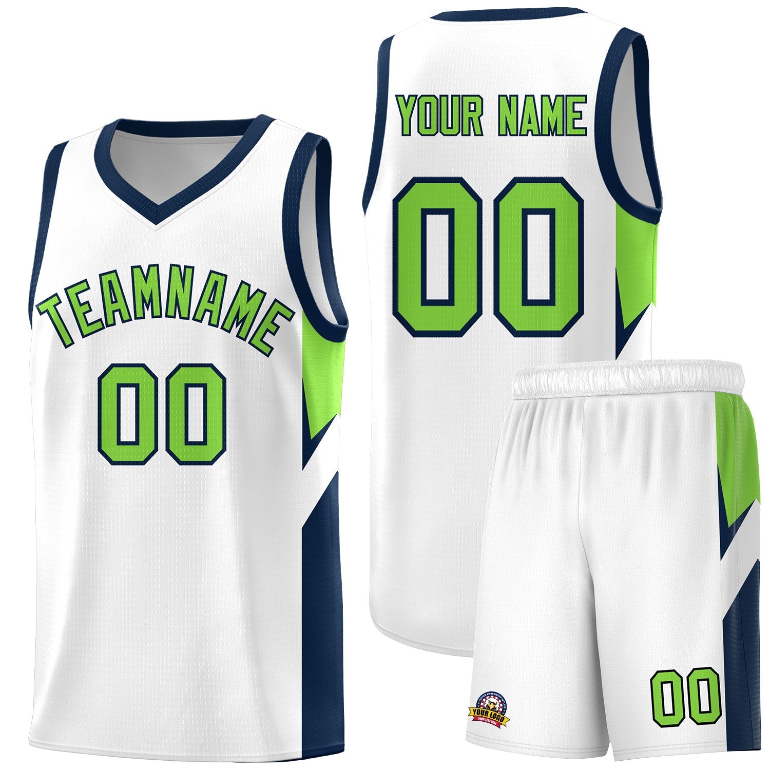 Custom White Navy Side Design Sets Sports Uniform Basketball Jersey