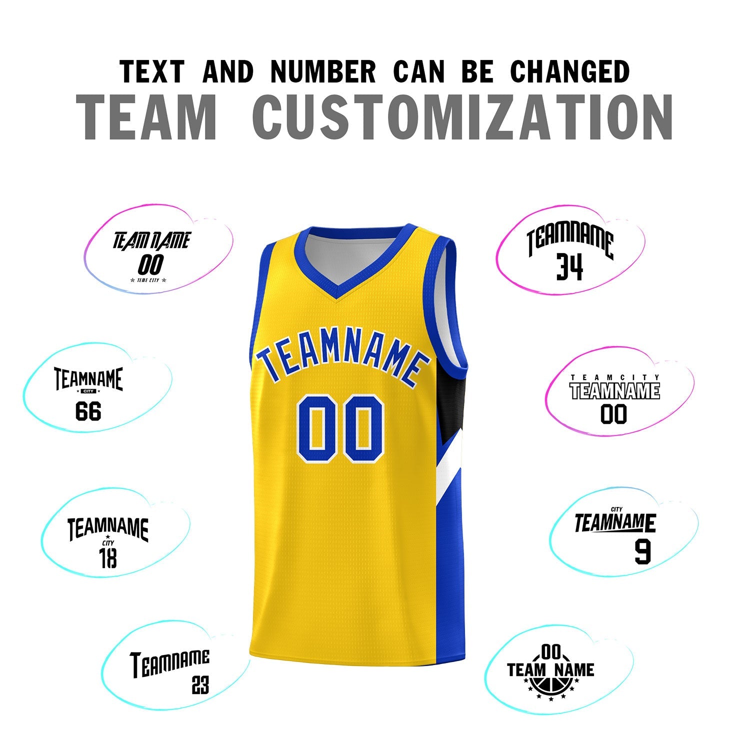 Custom Gold Royal Side Design Sets Sports Uniform Basketball Jersey