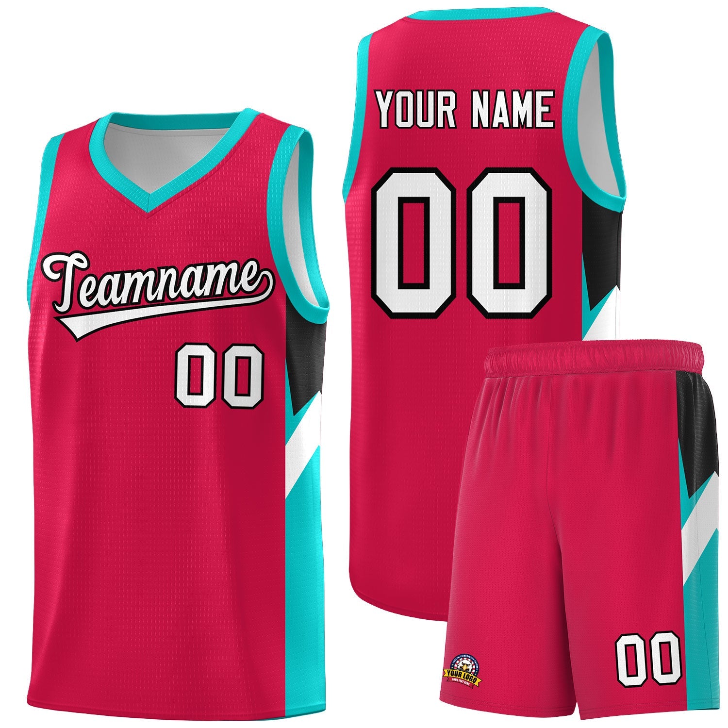 Custom Red Aqua Side Design Sets Sports Uniform Basketball Jersey
