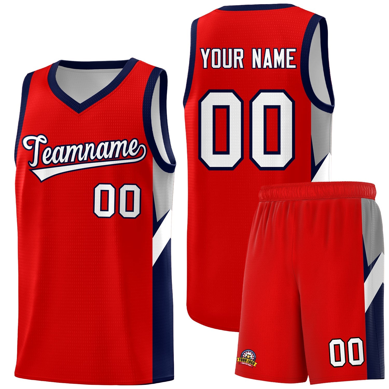 Custom Red Navy Side Design Sets Sports Uniform Basketball Jersey