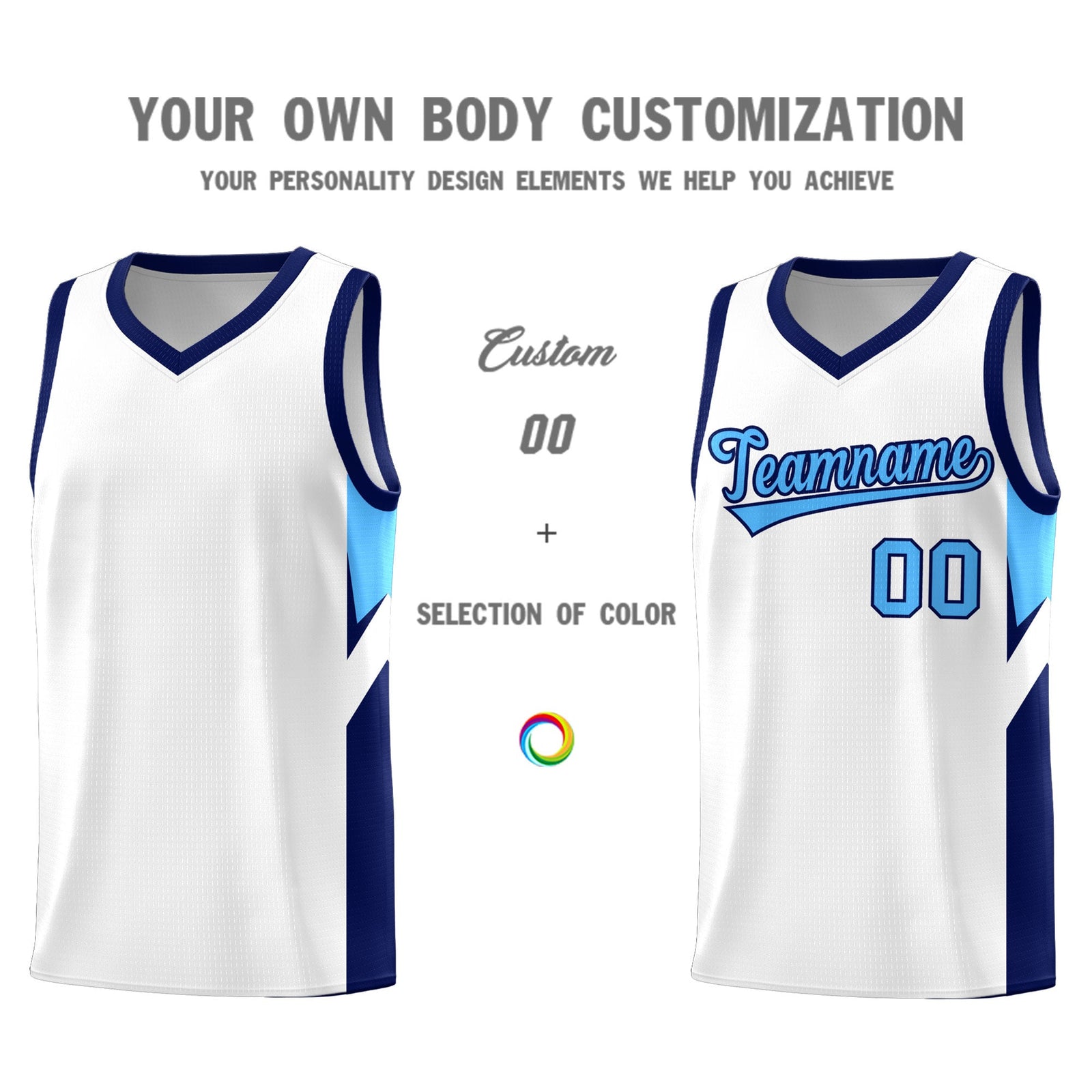 Custom White Navy Side Design Sets Sports Uniform Basketball Jersey