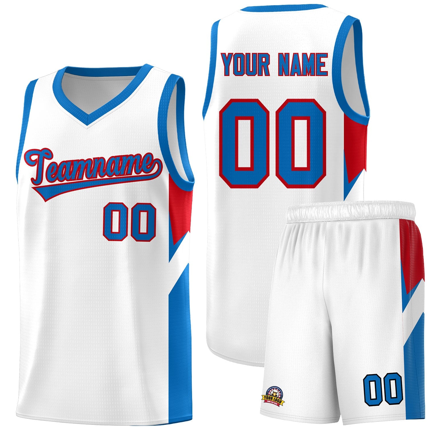 Custom White Royal Side Design Sets Sports Uniform Basketball Jersey