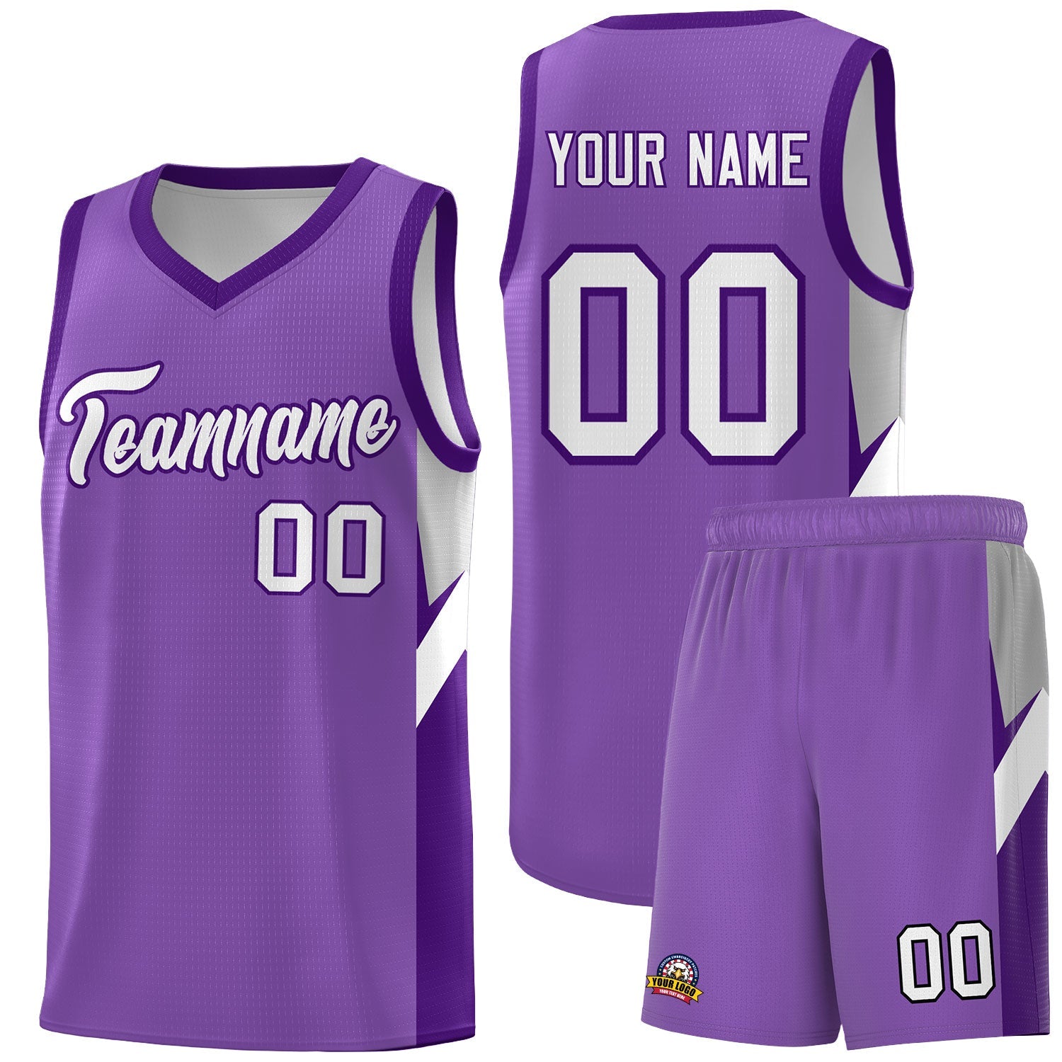 Custom Light Purple Purple Side Design Sets Sports Uniform Basketball Jersey