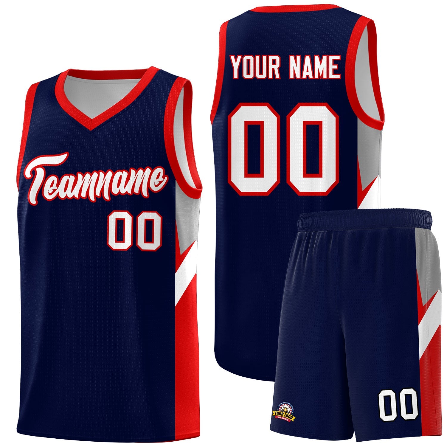 Custom Navy Red Side Design Sets Sports Uniform Basketball Jersey