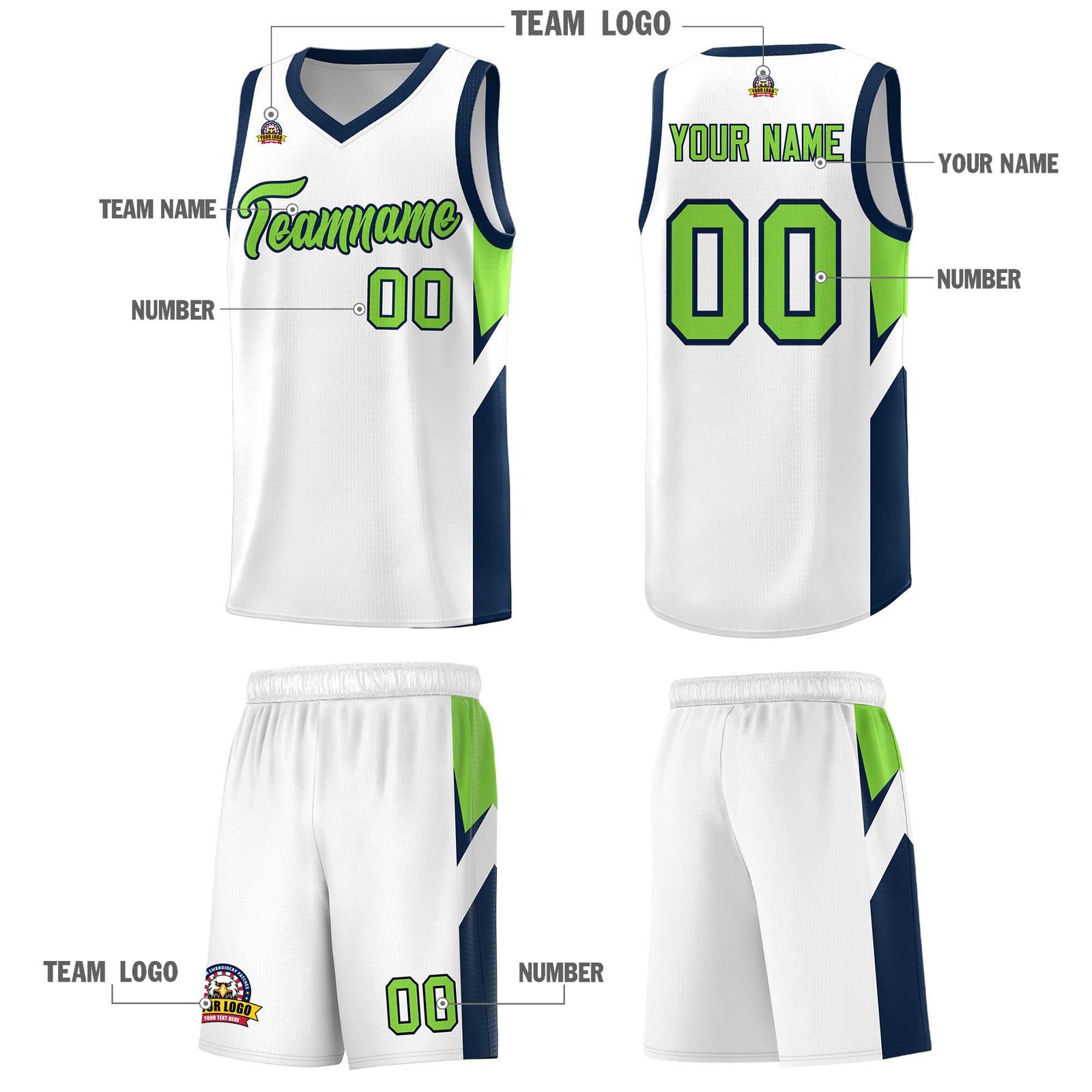 Custom White Navy Side Design Sets Sports Uniform Basketball Jersey