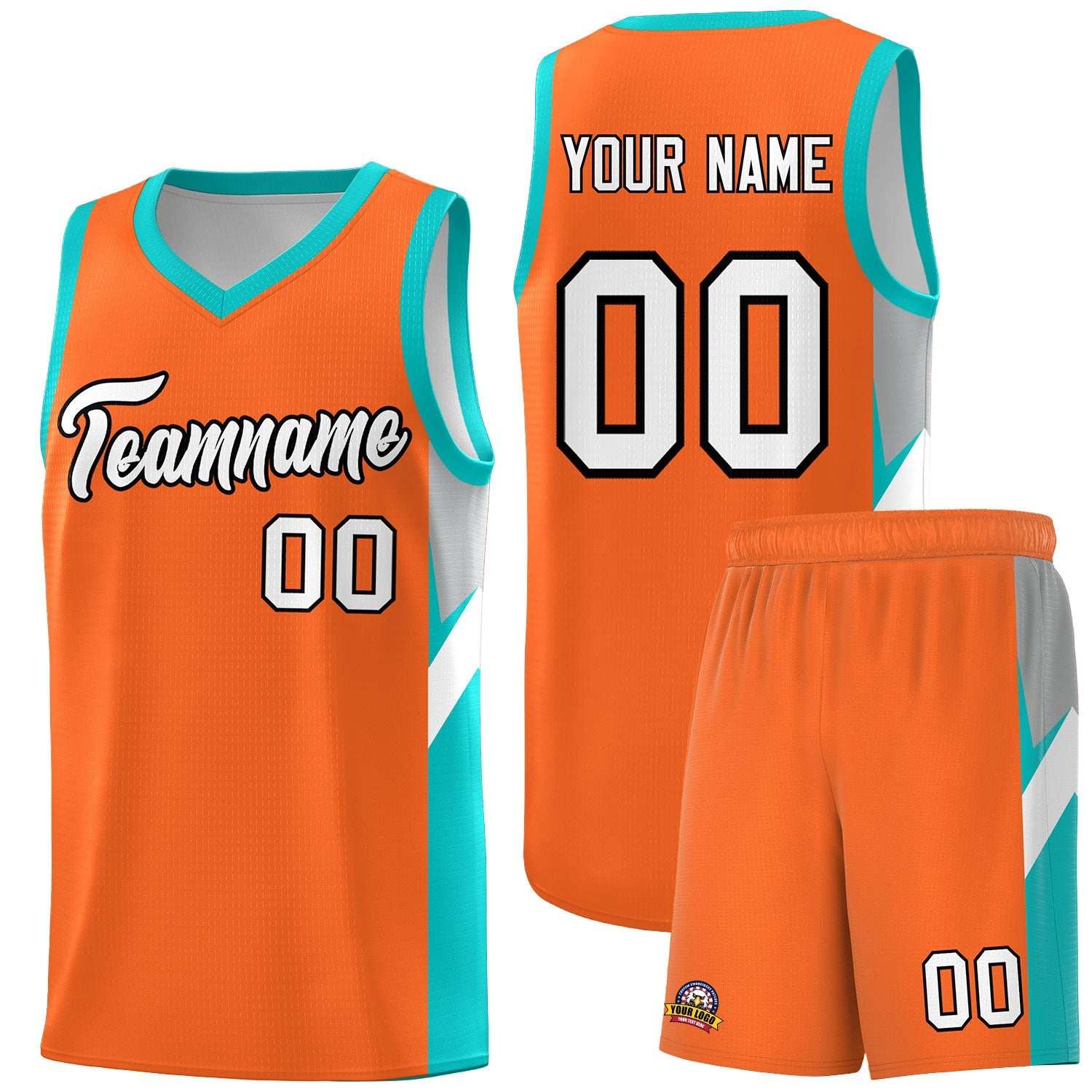 Custom Orange Aqua Side Design Sets Sports Uniform Basketball Jersey