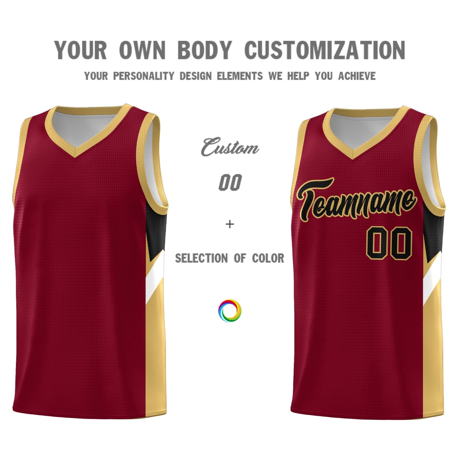 Custom Crimson Old Gold Side Design Sets Sports Uniform Basketball Jersey
