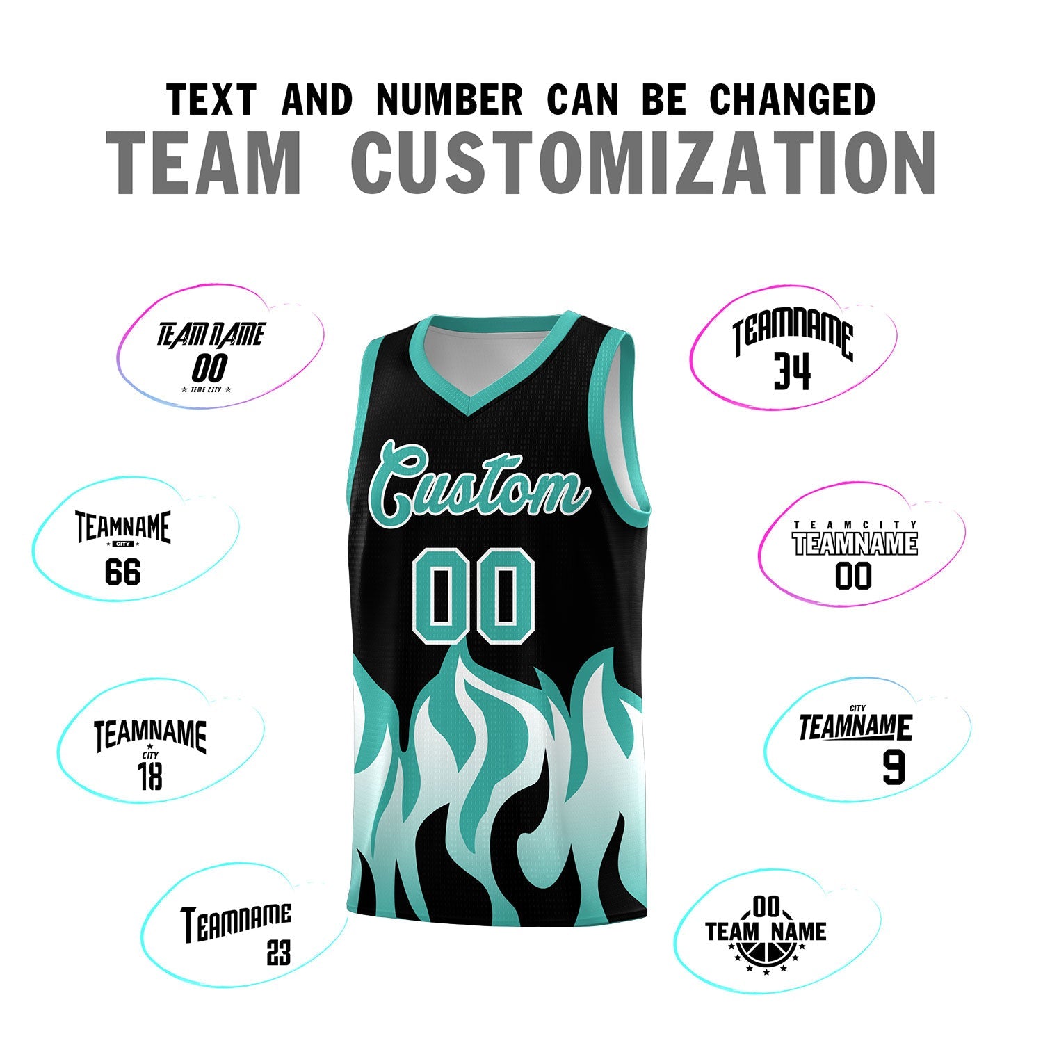 Custom Black Bright Green Hem Flame Pattern Fashion Sports Uniform Basketball jersey