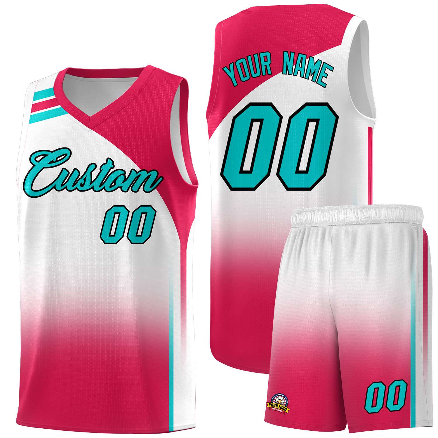 Custom White and Red Gradient Fashion Sets Sports Uniform Basketball Jersey